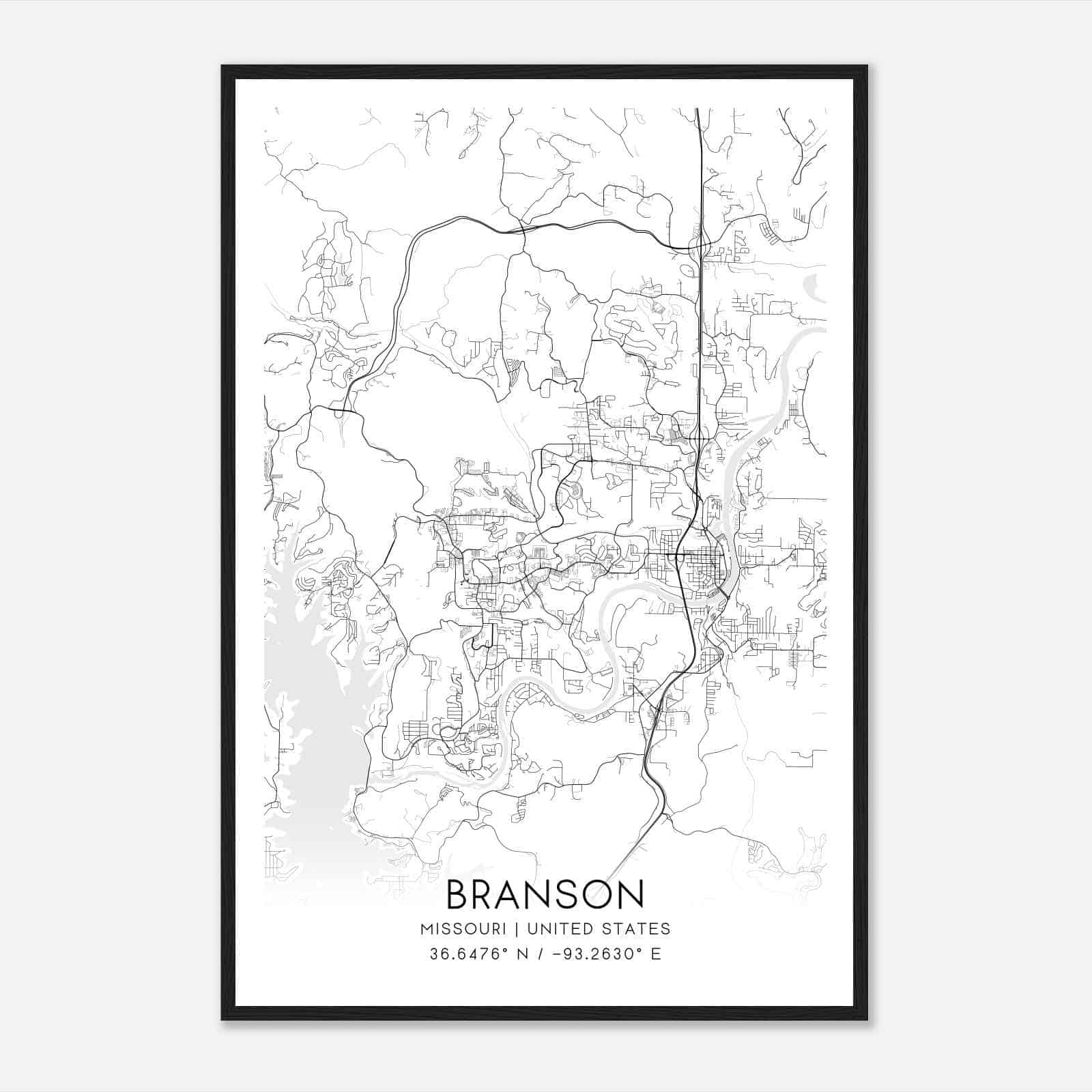 Branson Missouri Map Poster, Modern Home Decor Wall Art Print Branson Missouri Map Poster, Modern Home Decor Wall Art Print