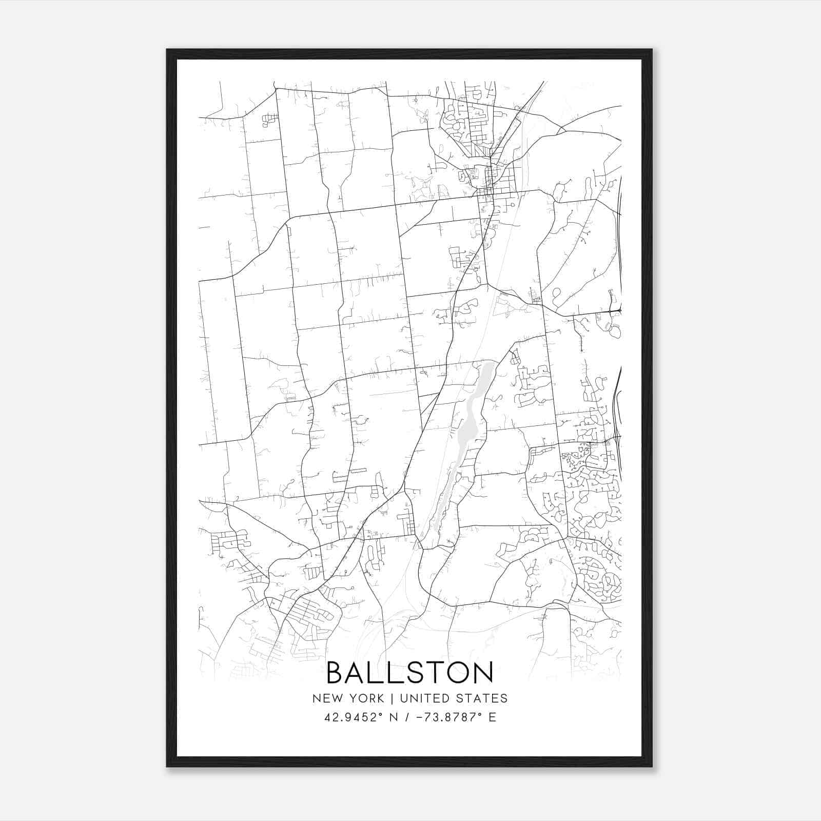 Ballston New York Map Poster, Modern Home Decor Wall Art Print