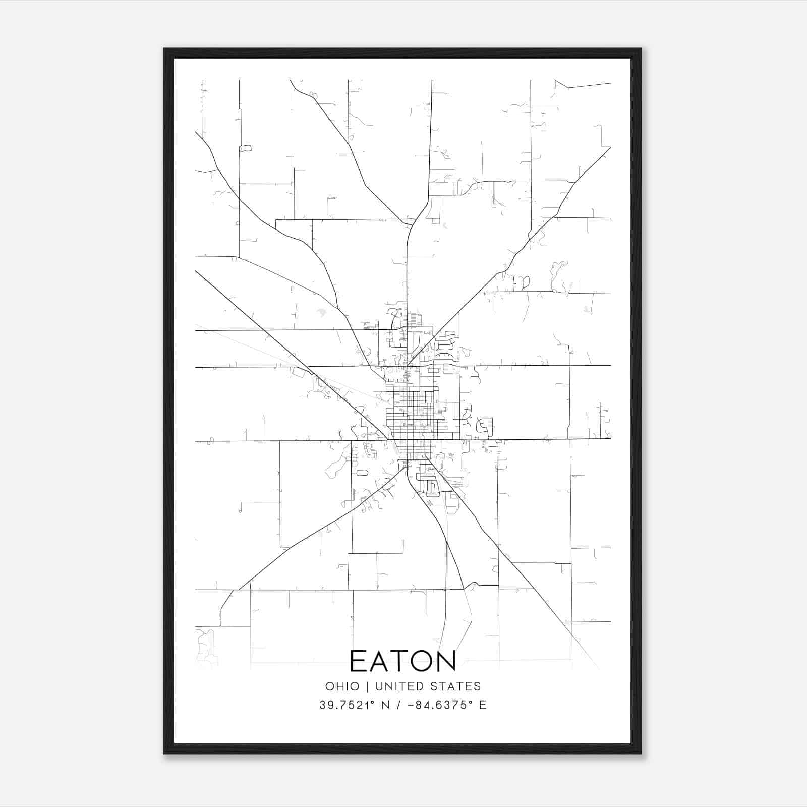 Eaton Ohio Map Poster, Modern Home Decor Wall Art Print