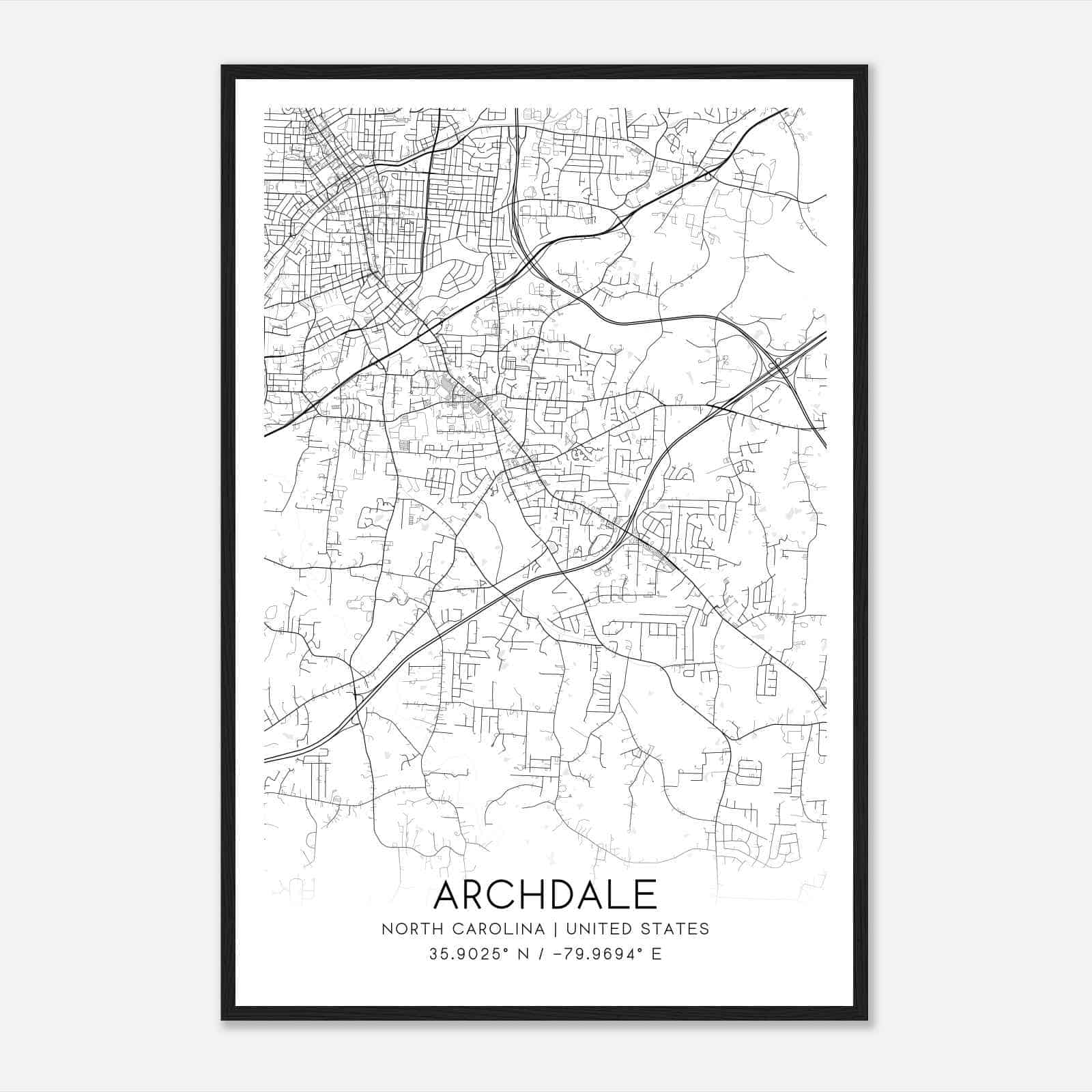 Archdale North Carolina Map Poster, Modern Home Decor Wall Art Print