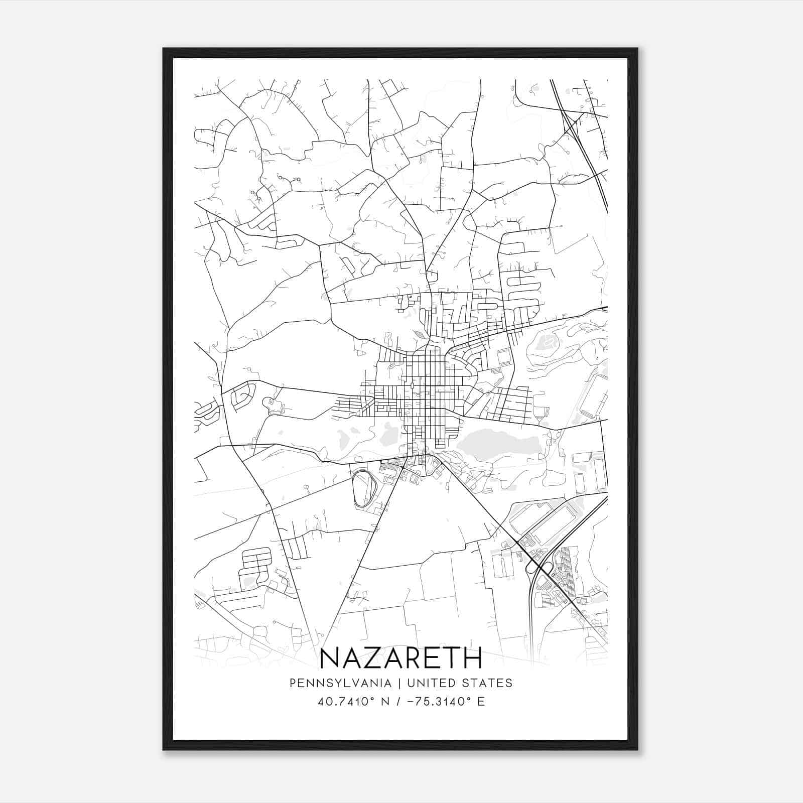 Nazareth Pennsylvania Map Poster, Modern Home Decor Wall Art Print Nazareth Pennsylvania Map Poster, Modern Home Decor Wall Art Print