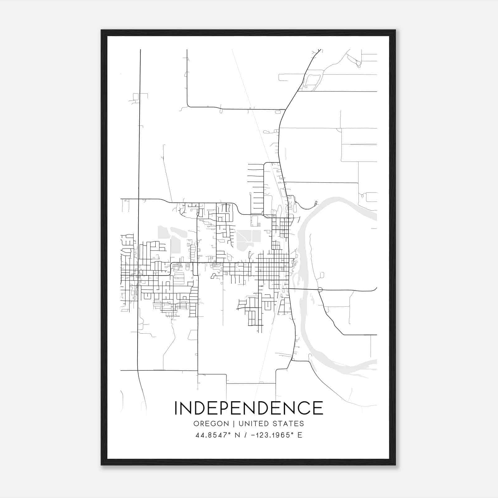 Independence Oregon Map Poster, Modern Home Decor Wall Art Print