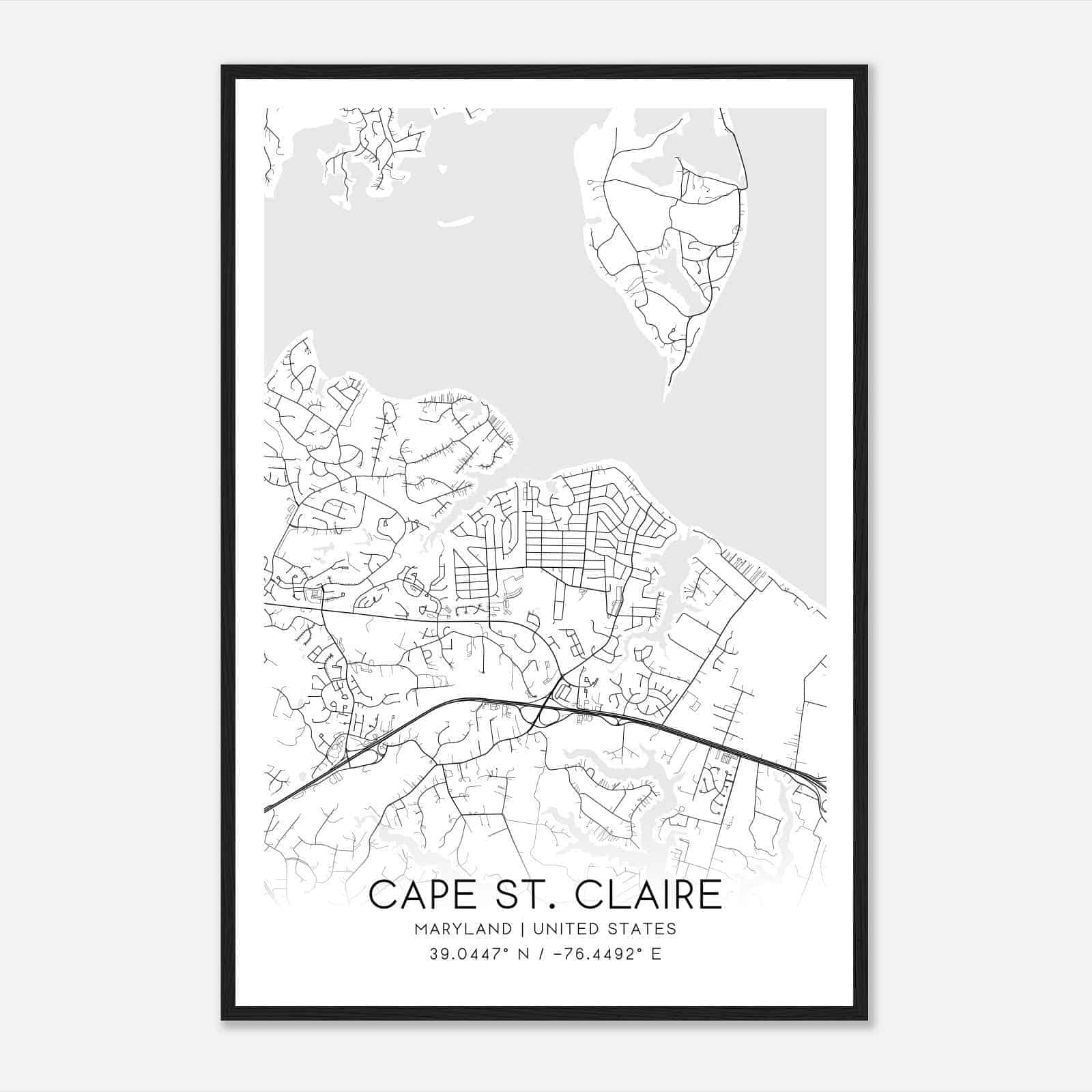 Cape St. Claire Maryland Map Poster, Modern Home Decor Wall Art Print