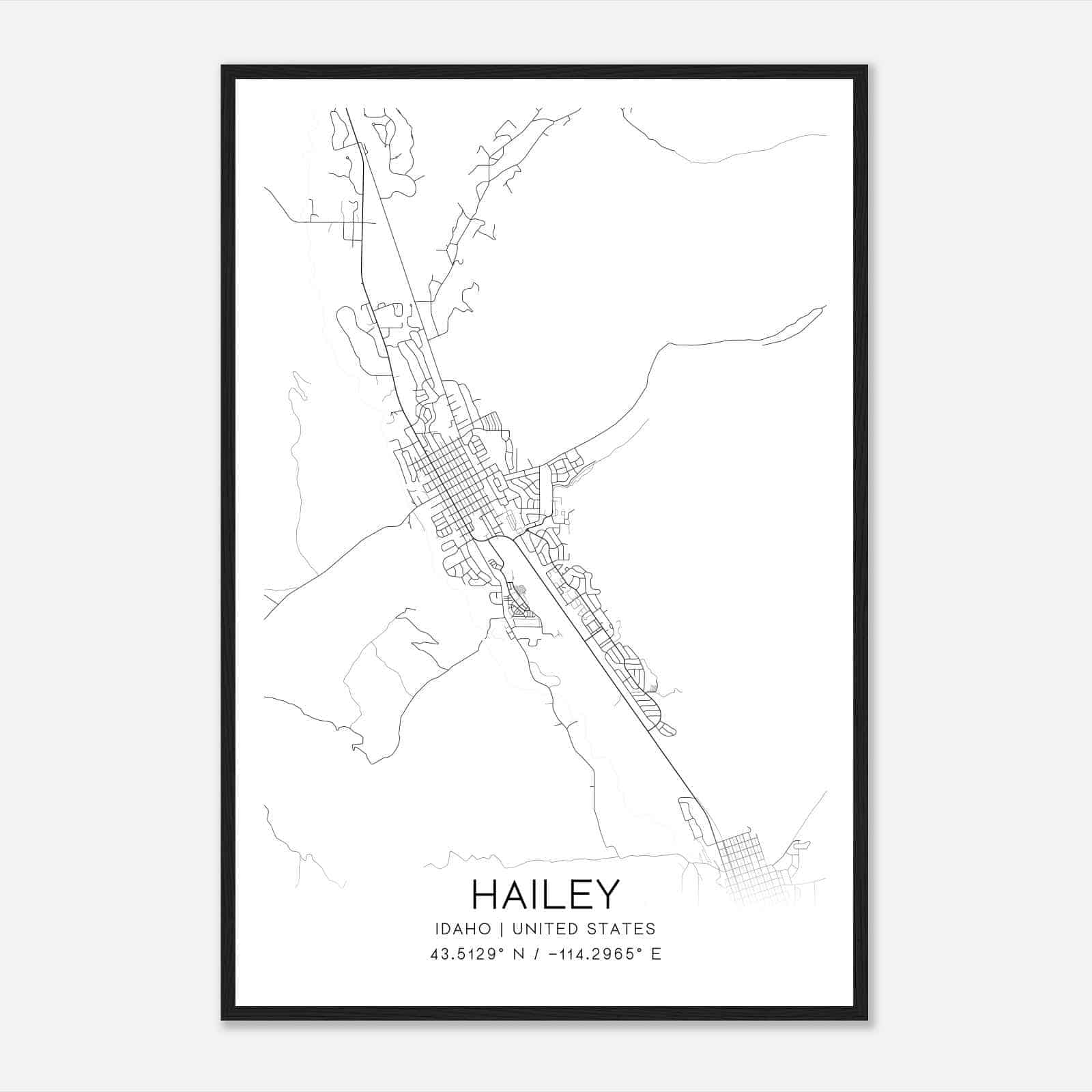 Hailey Idaho Map Poster, Modern Home Decor Wall Art Print