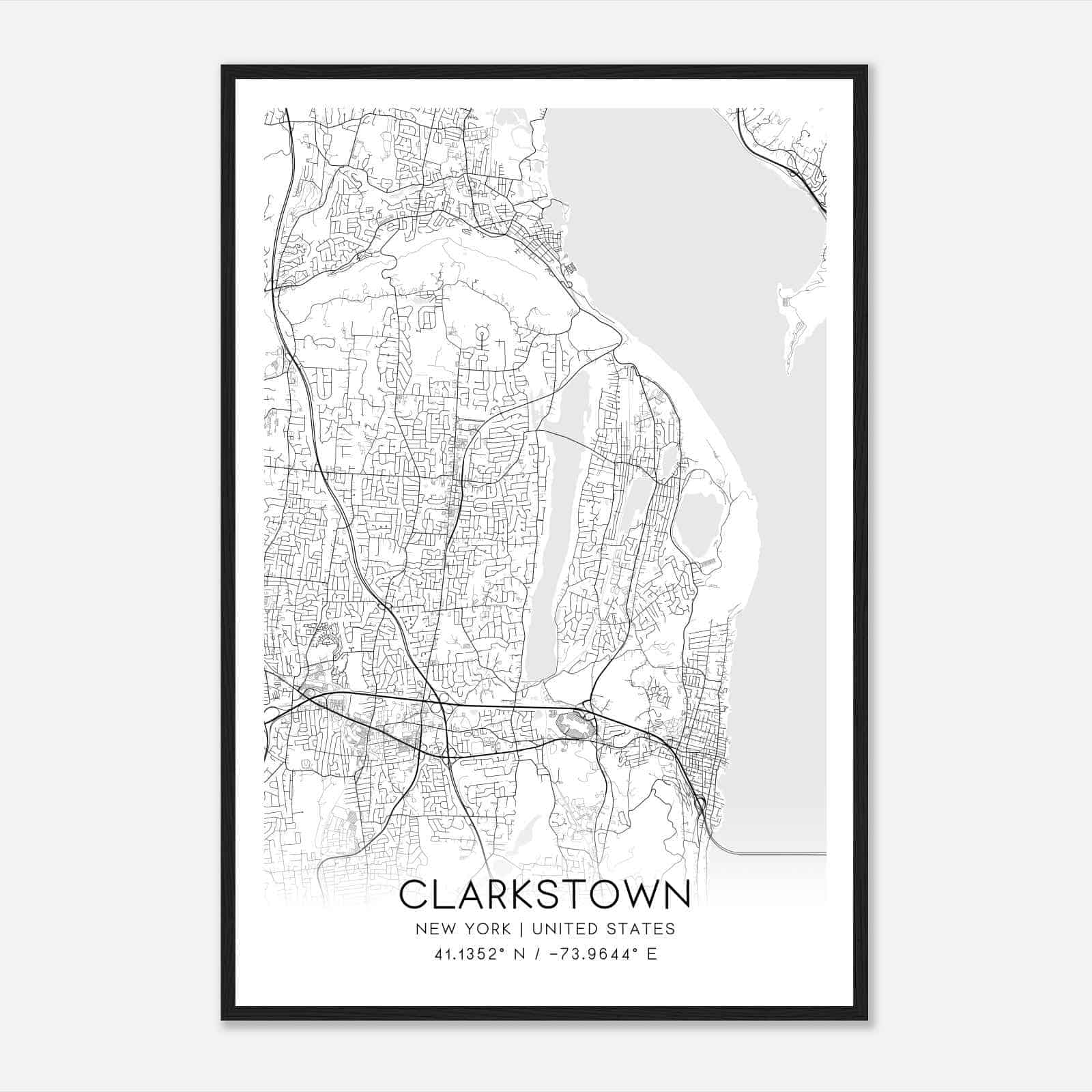 Clarkstown New York Map Poster, Modern Home Decor Wall Art Print