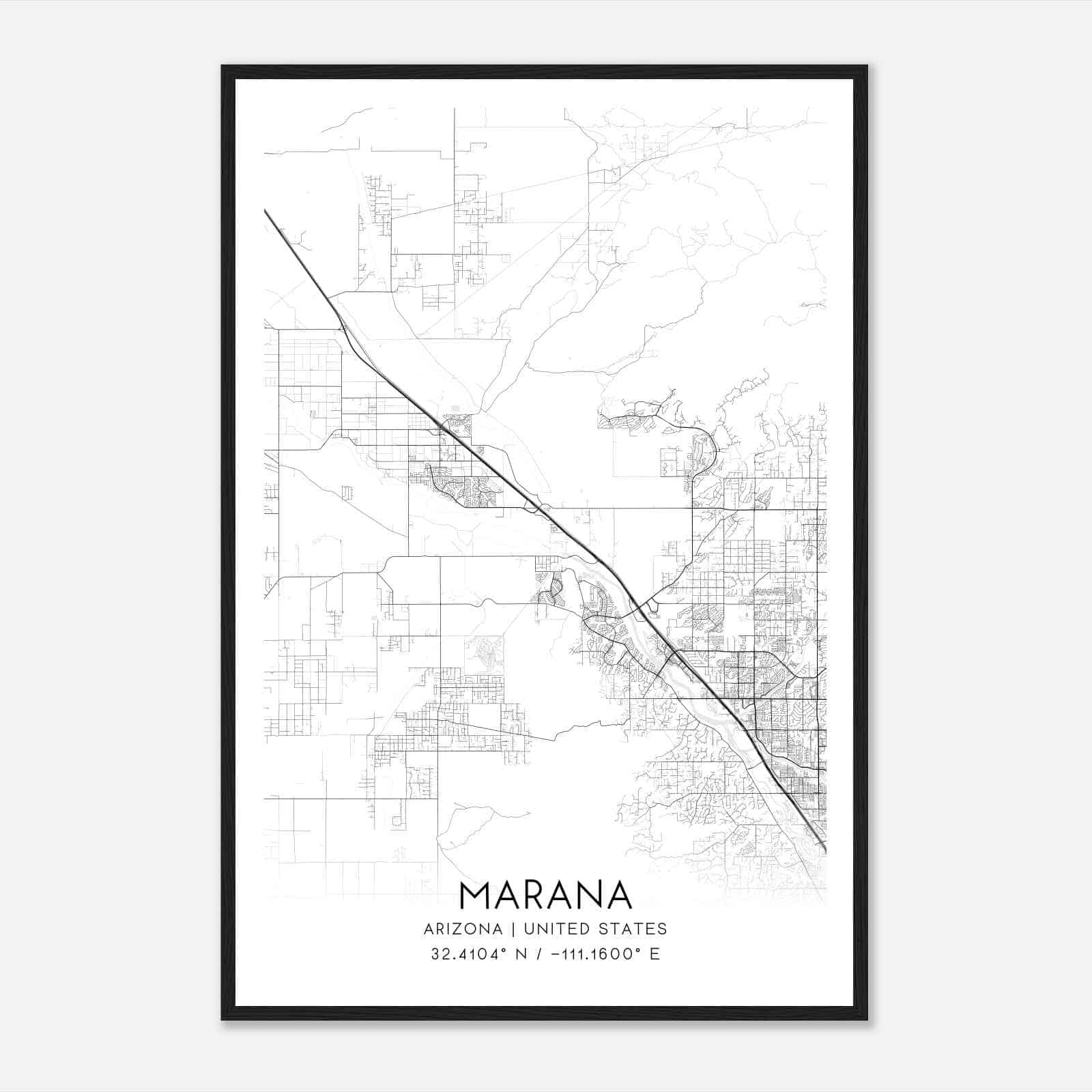 Marana Arizona Map Poster, Modern Home Decor Wall Art Print