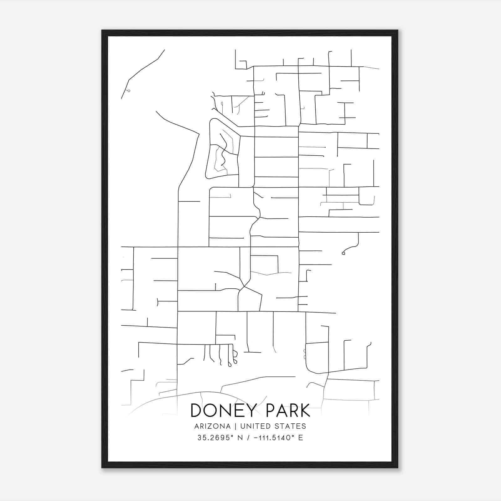 Doney Park Arizona Map Poster, Modern Home Decor Wall Art Print