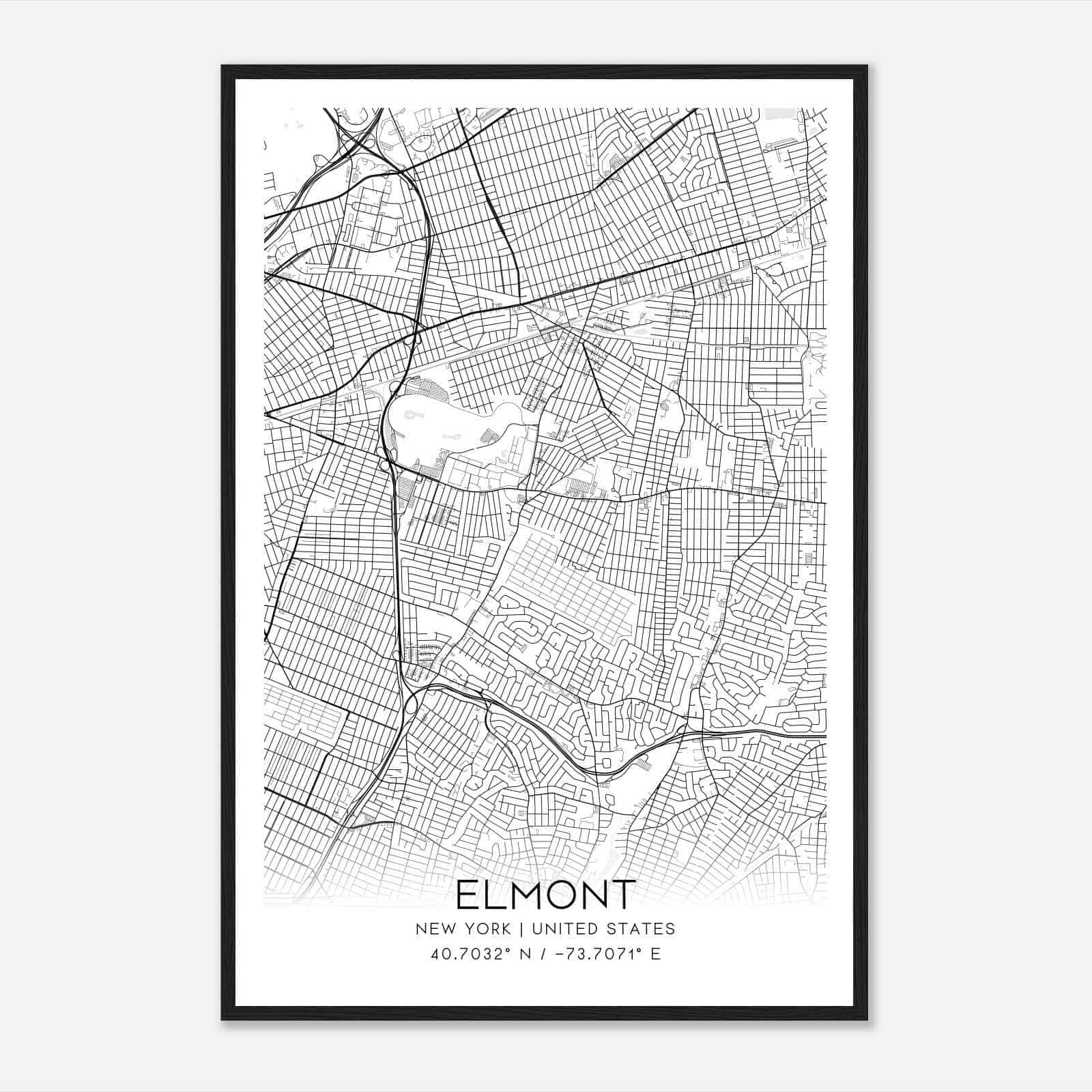 Elmont New York Map Poster, Modern Home Decor Wall Art Print