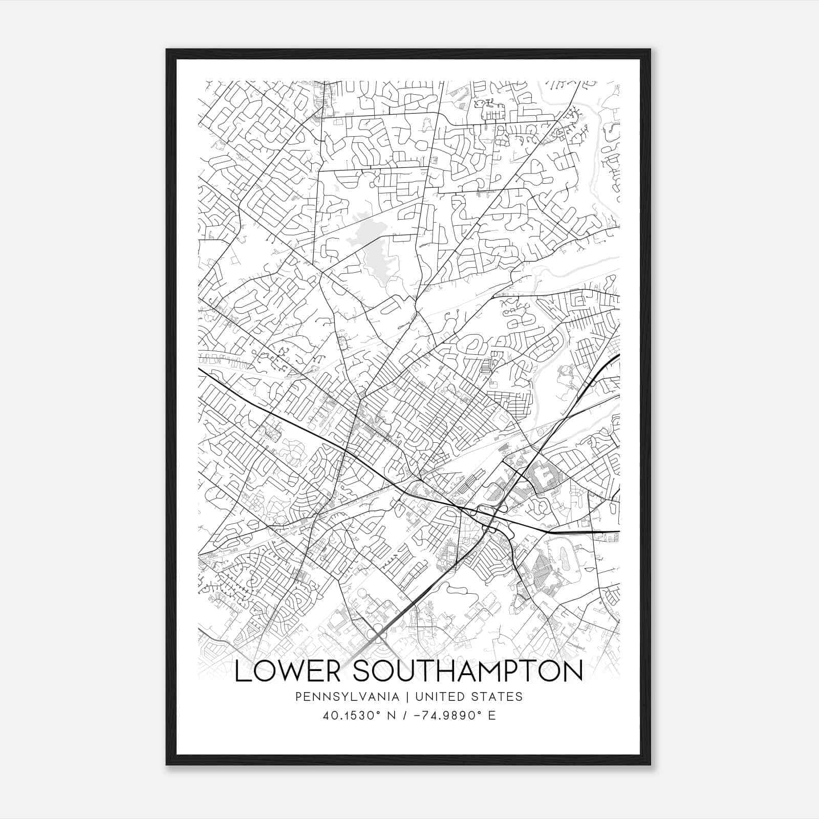 Lower Southampton Pennsylvania Map Poster, Modern Home Decor Wall Art Print