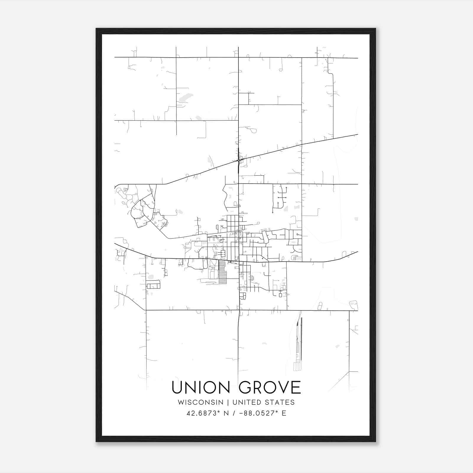 Union Grove Wisconsin Map Poster, Modern Home Decor Wall Art Print