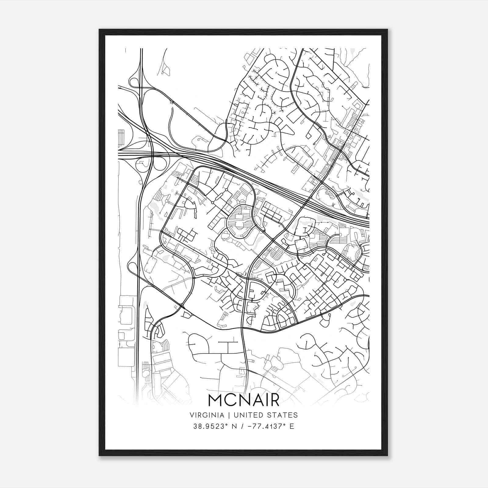 McNair Virginia Map Poster, Modern Home Decor Wall Art Print McNair Virginia Map Poster, Modern Home Decor Wall Art Print