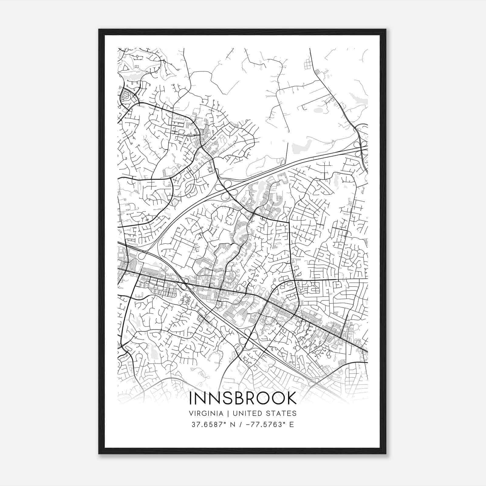 Innsbrook Virginia Map Poster, Modern Home Decor Wall Art Print