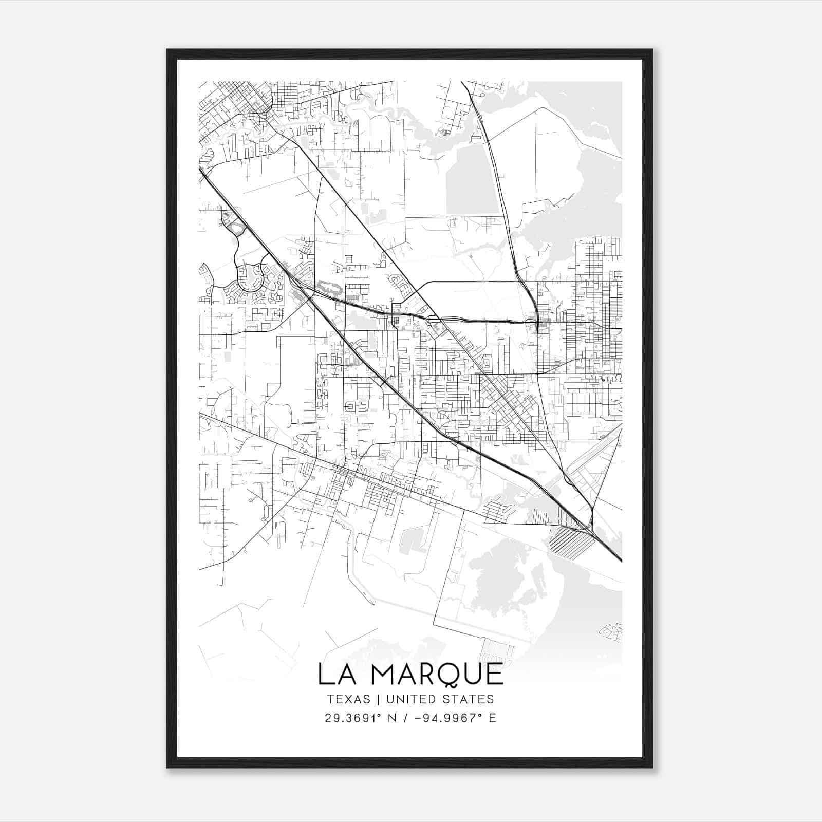 La Marque Texas Map Poster, Modern Home Decor Wall Art Print Custom