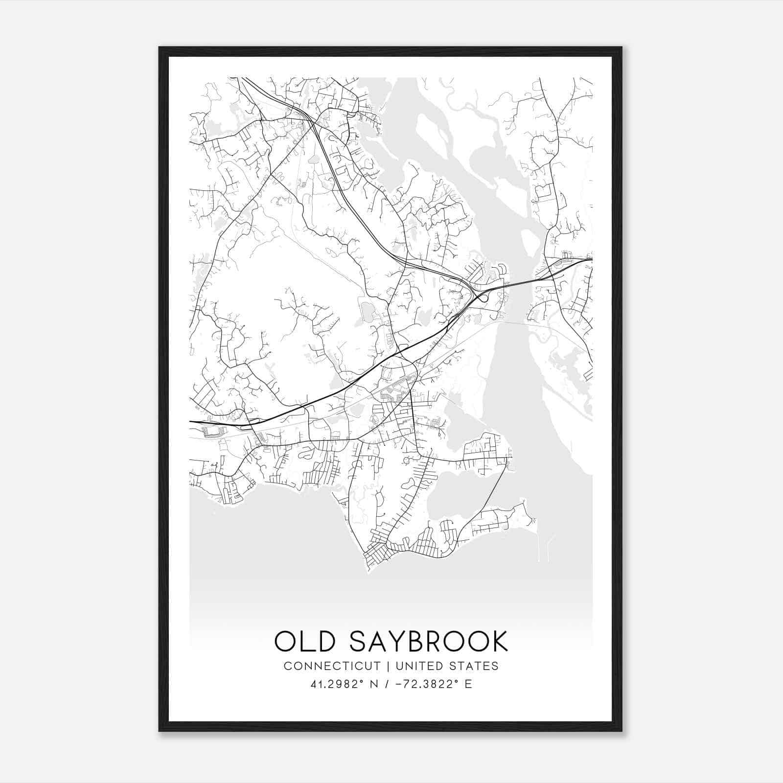 Old Saybrook Connecticut Map Poster, Modern Home Decor Wall Art Print