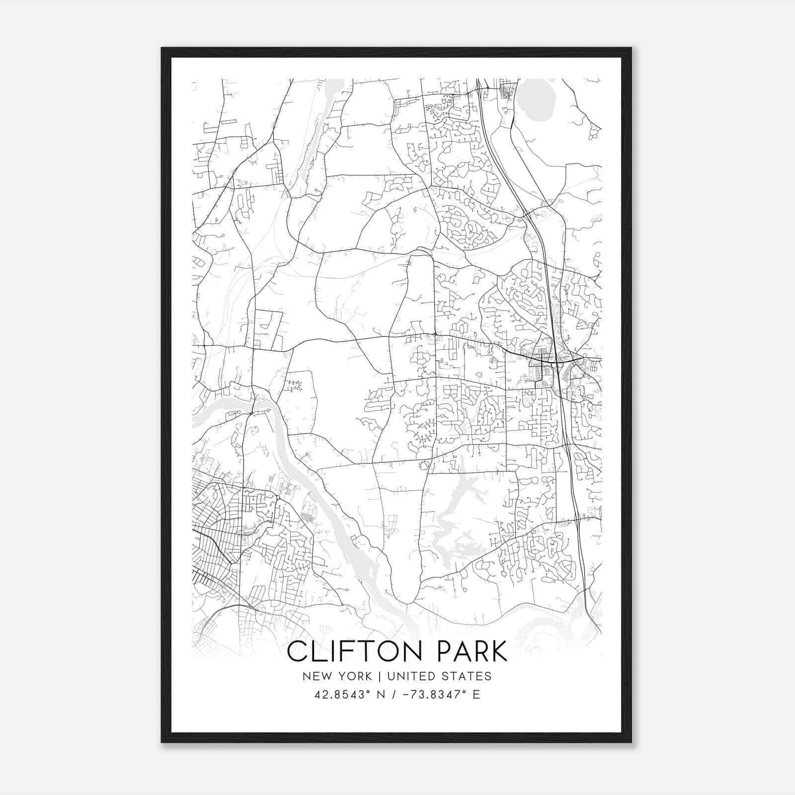 Clifton Park New York Map Poster, Modern Home Decor Wall Art Print