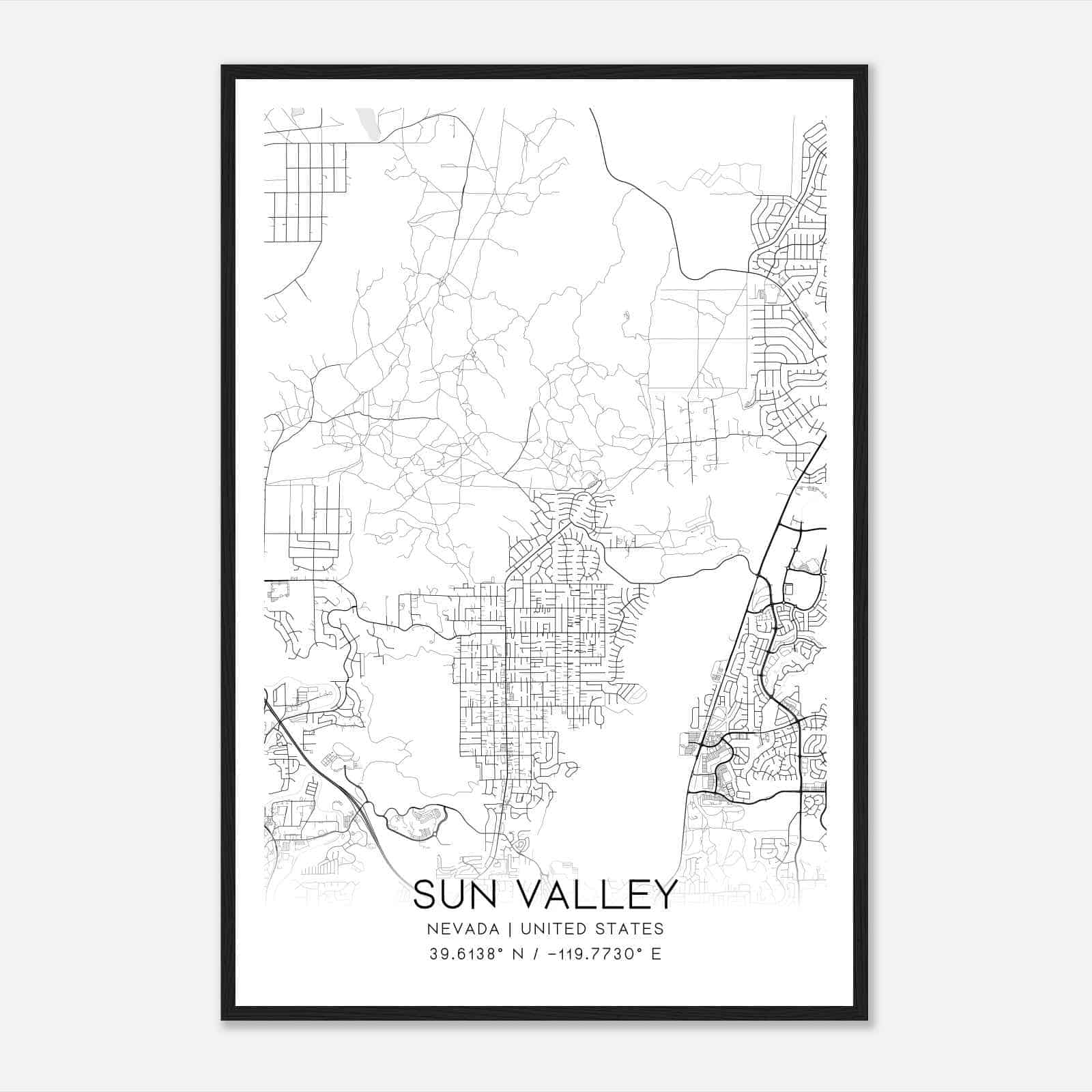 Sun Valley Nevada Map Poster, Modern Home Decor Wall Art Print Sun Valley Nevada Map Poster, Modern Home Decor Wall Art Print