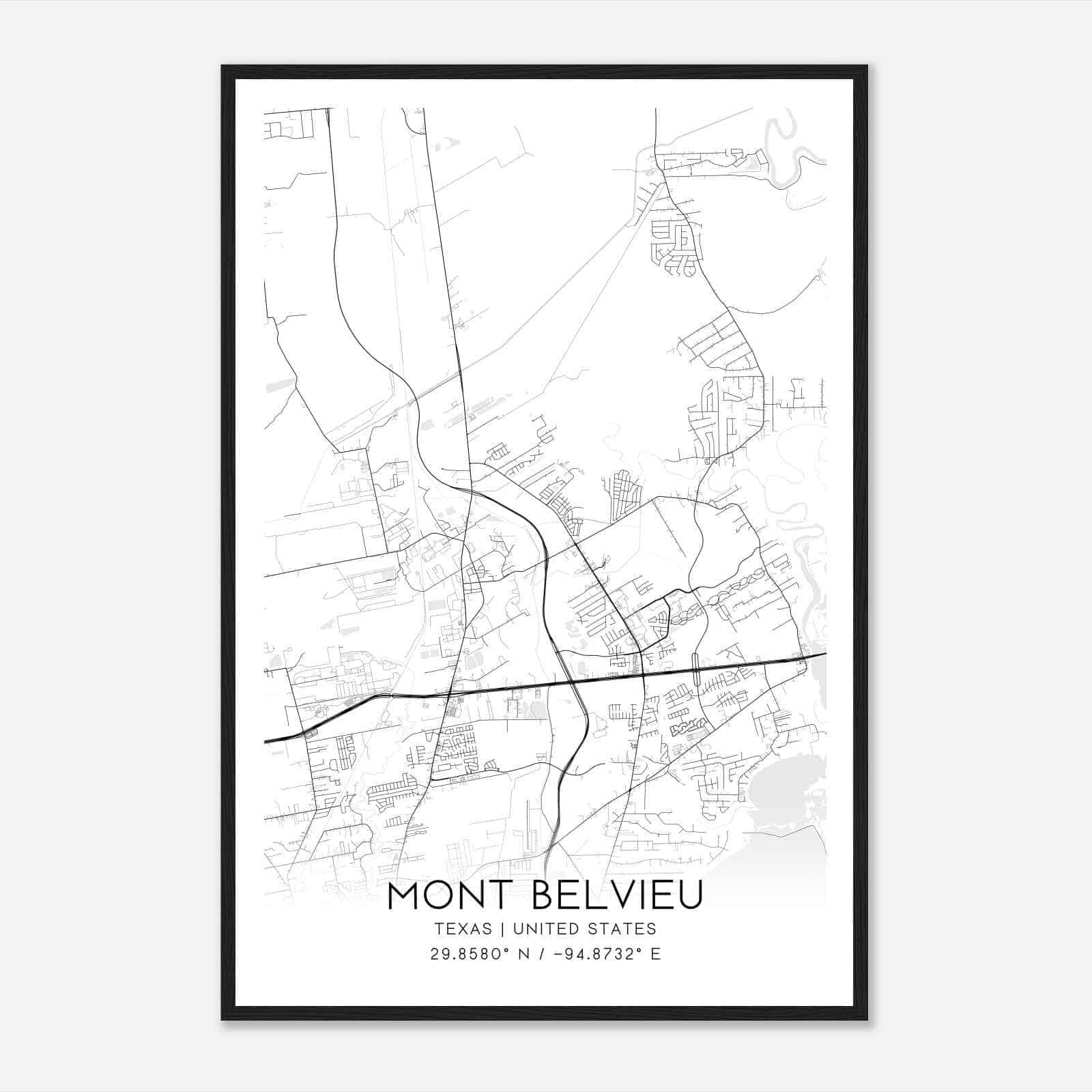 Mont Belvieu Texas Map Poster, Modern Home Decor Wall Art Print Mont Belvieu Texas Map Poster, Modern Home Decor Wall Art Print