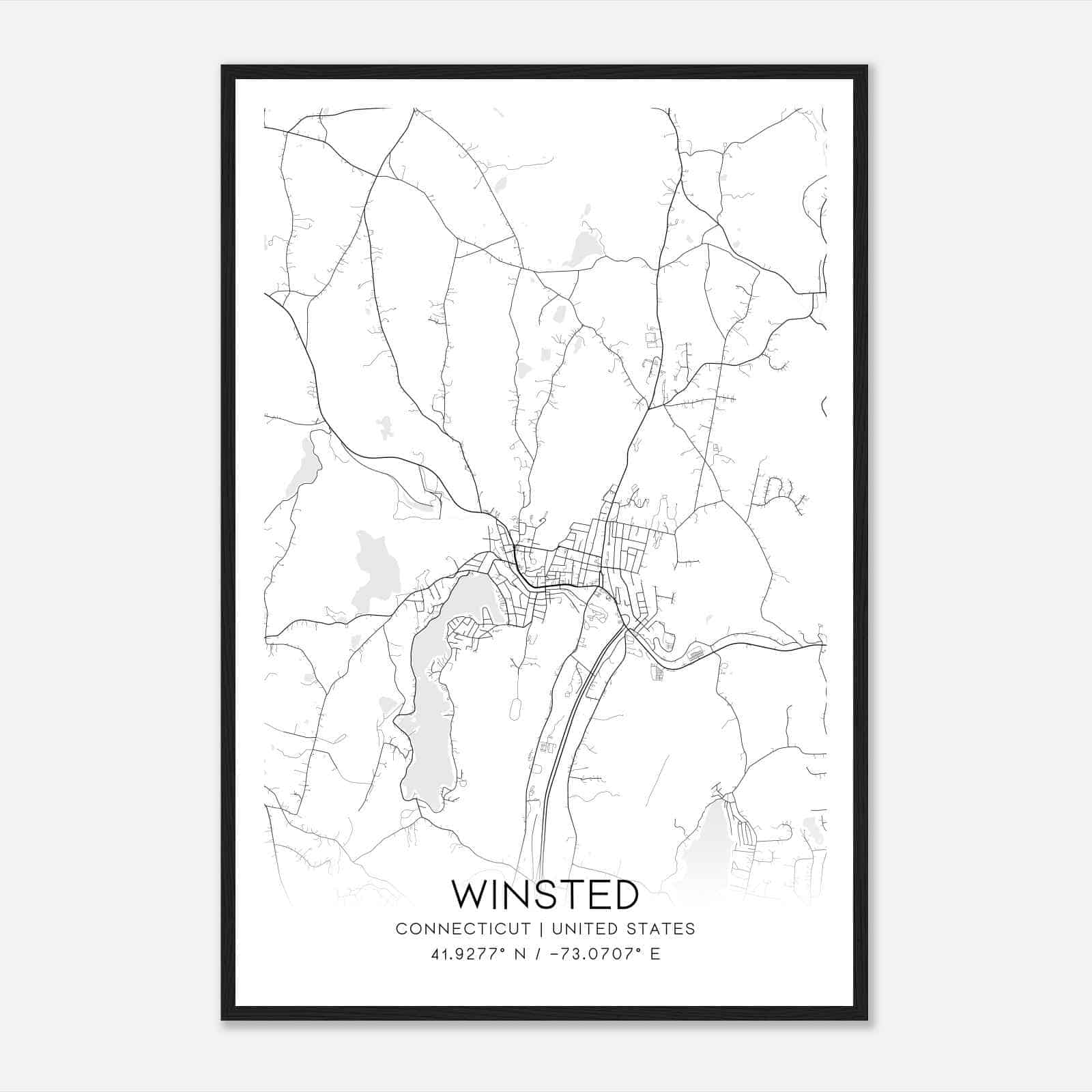 Winsted Connecticut Map Poster, Modern Home Decor Wall Art Print