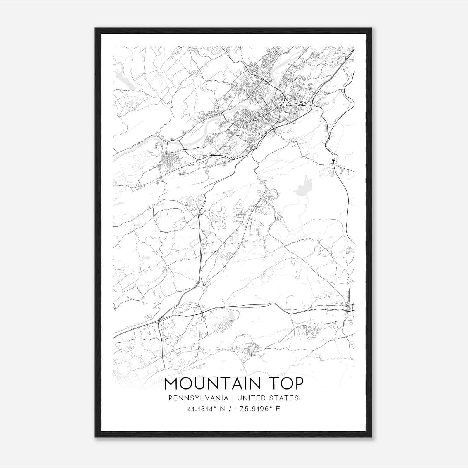 Mountain Top Pennsylvania Map Poster, Modern Home Decor Wall Art Print Mountain Top Pennsylvania Map Poster, Modern Home Decor Wall Art Print