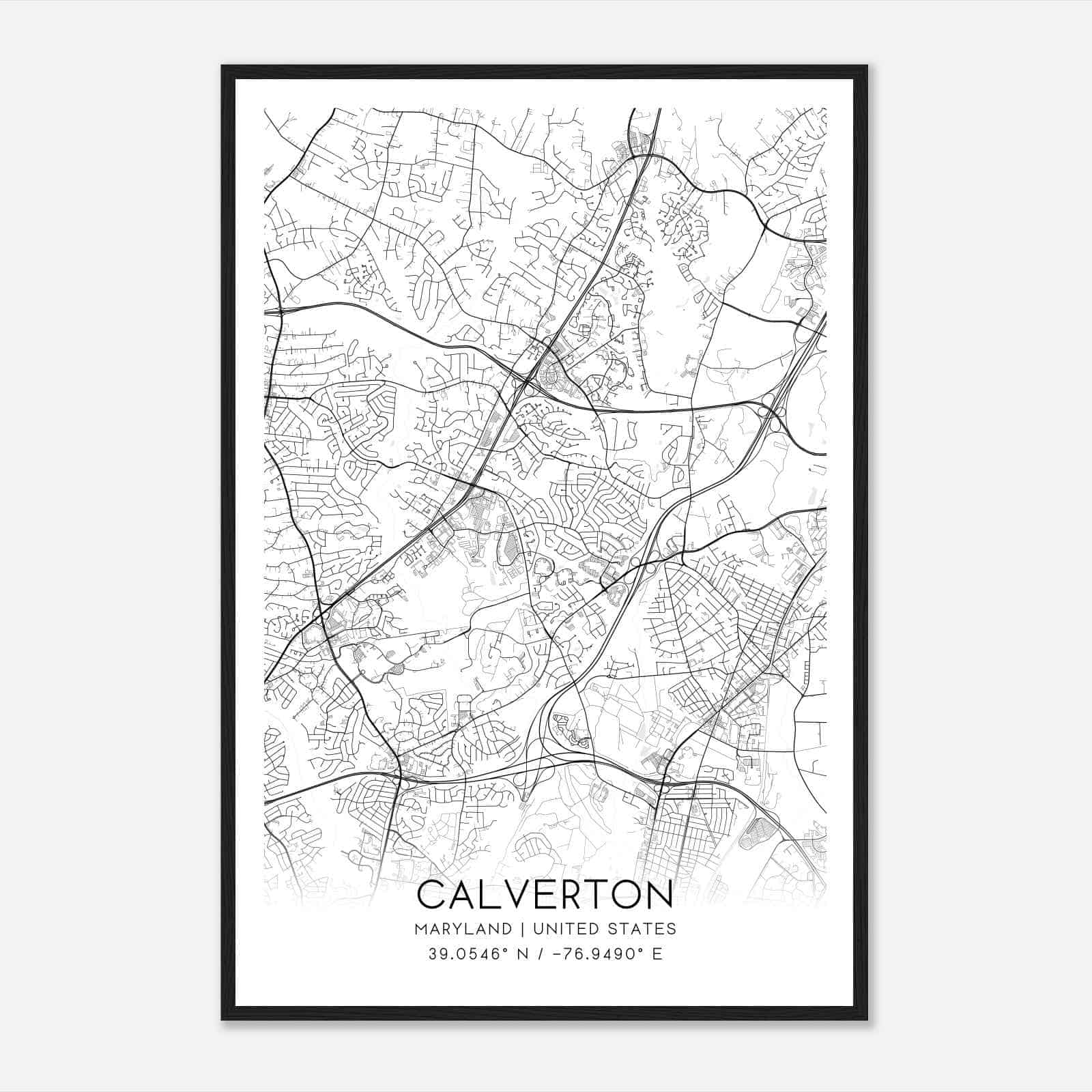 Calverton Maryland Map Poster, Modern Home Decor Wall Art Print