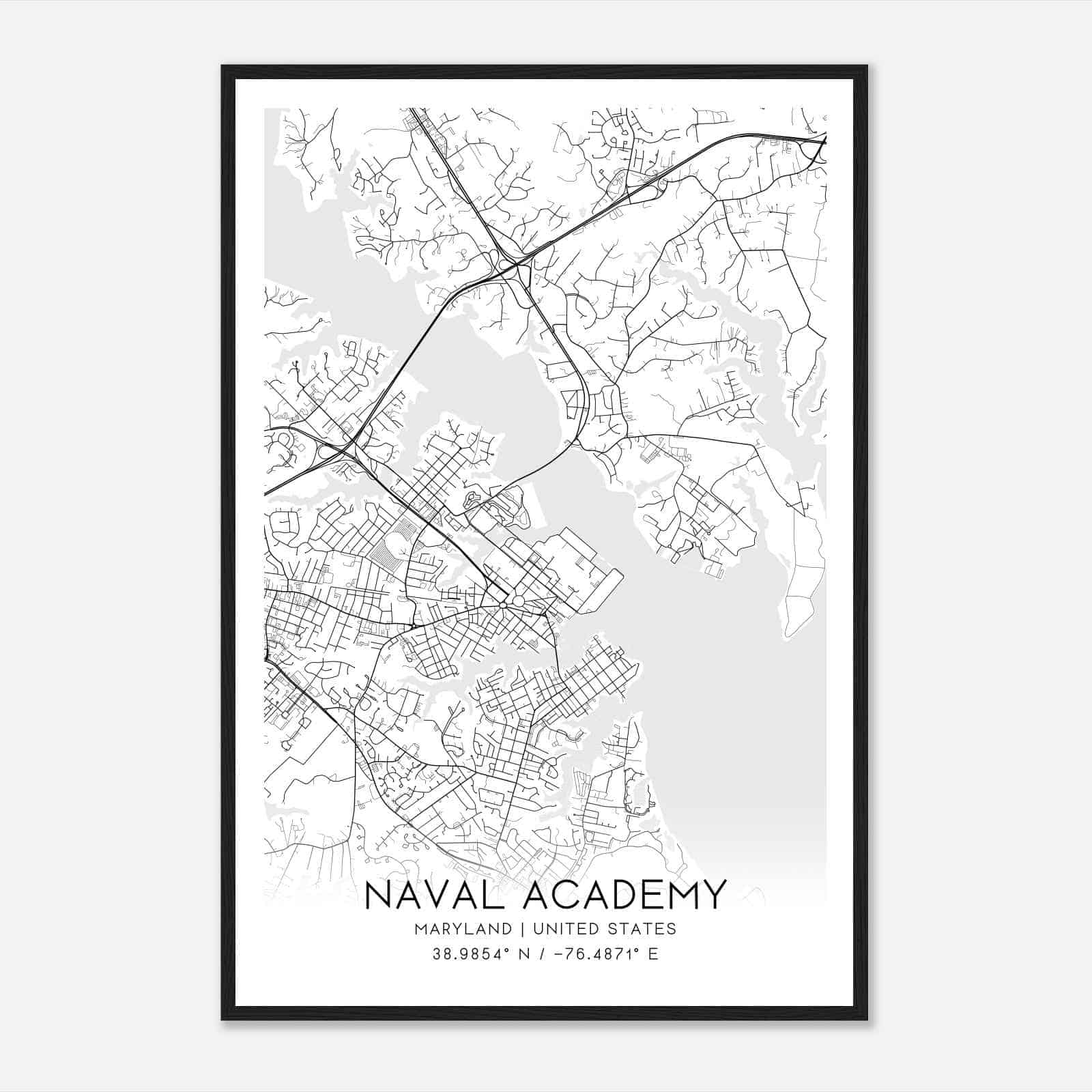 Naval Academy Maryland Map Poster, Modern Home Decor Wall Art Print