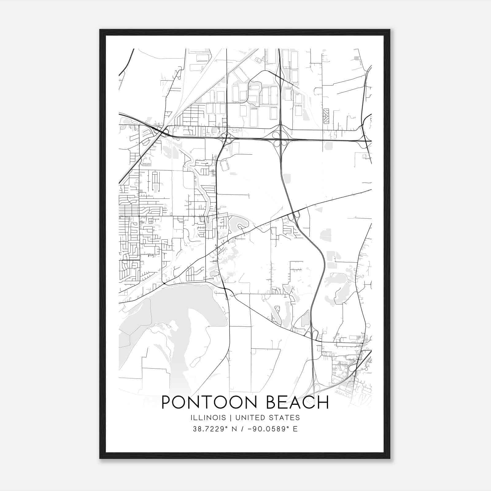 Pontoon Beach Illinois Map Poster, Modern Home Decor Wall Art Print