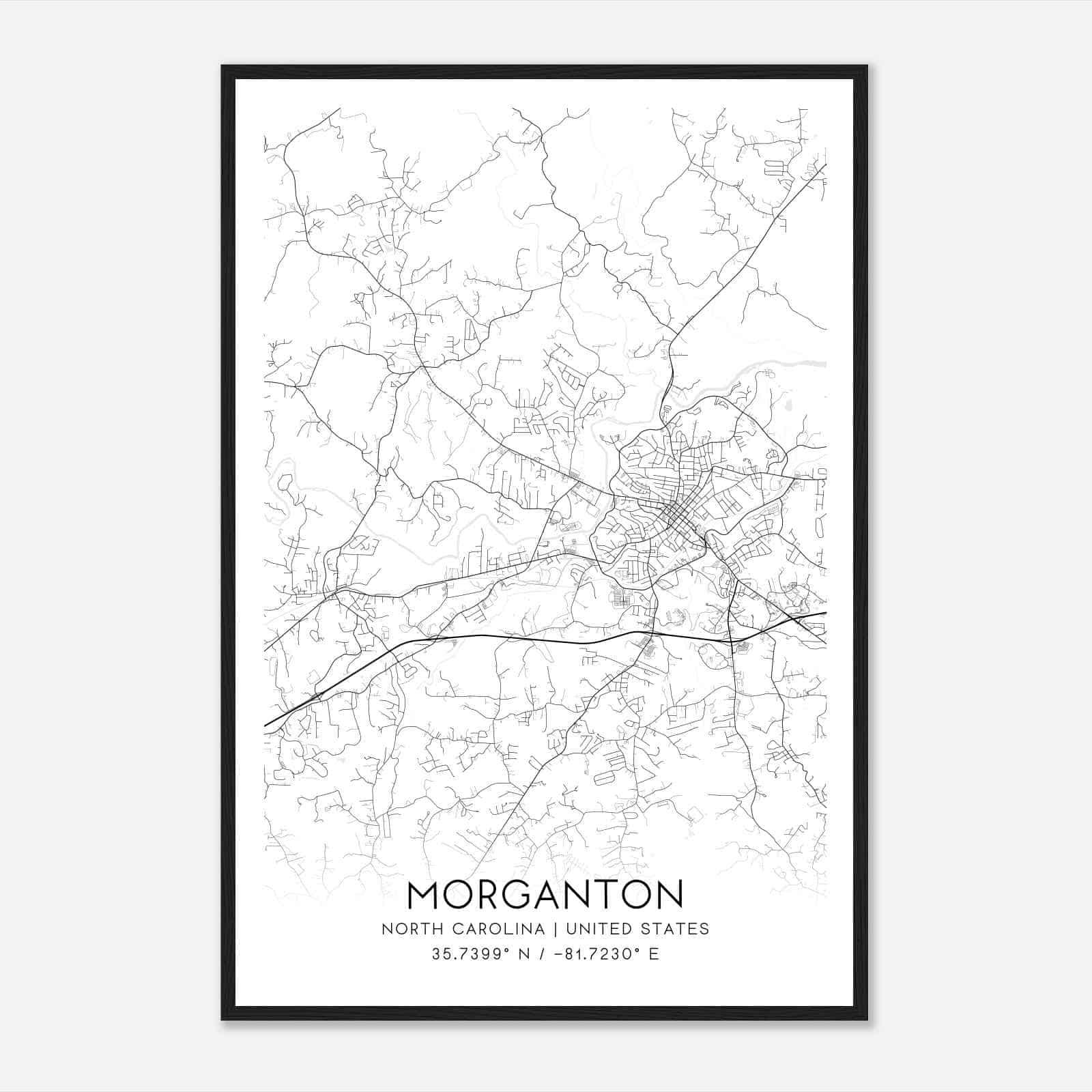 Morganton North Carolina Map Poster, Modern Home Decor Wall Art Print Morganton North Carolina Map Poster, Modern Home Decor Wall Art Print