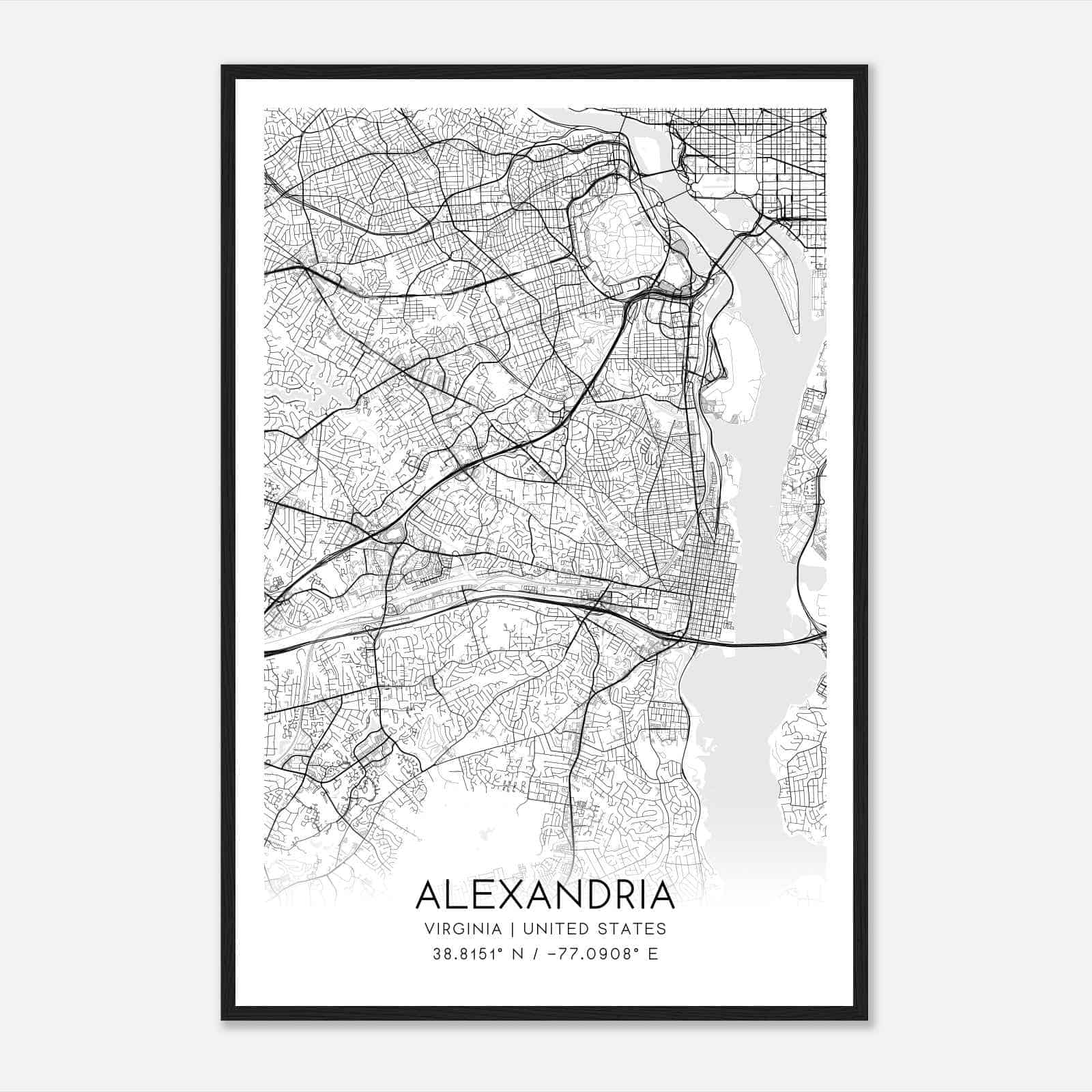 Alexandria Virginia Map Poster, Modern Home Decor Wall Art Print