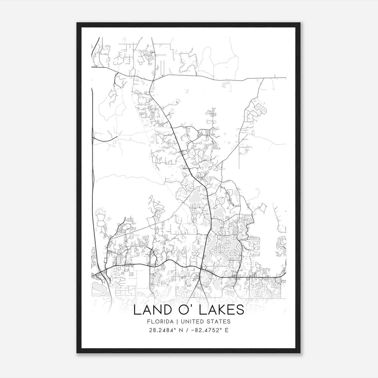 Land O’ Lakes Florida Map Poster, Modern Home Decor Wall Art Print Land O’ Lakes Florida Map Poster, Modern Home Decor Wall Art Print