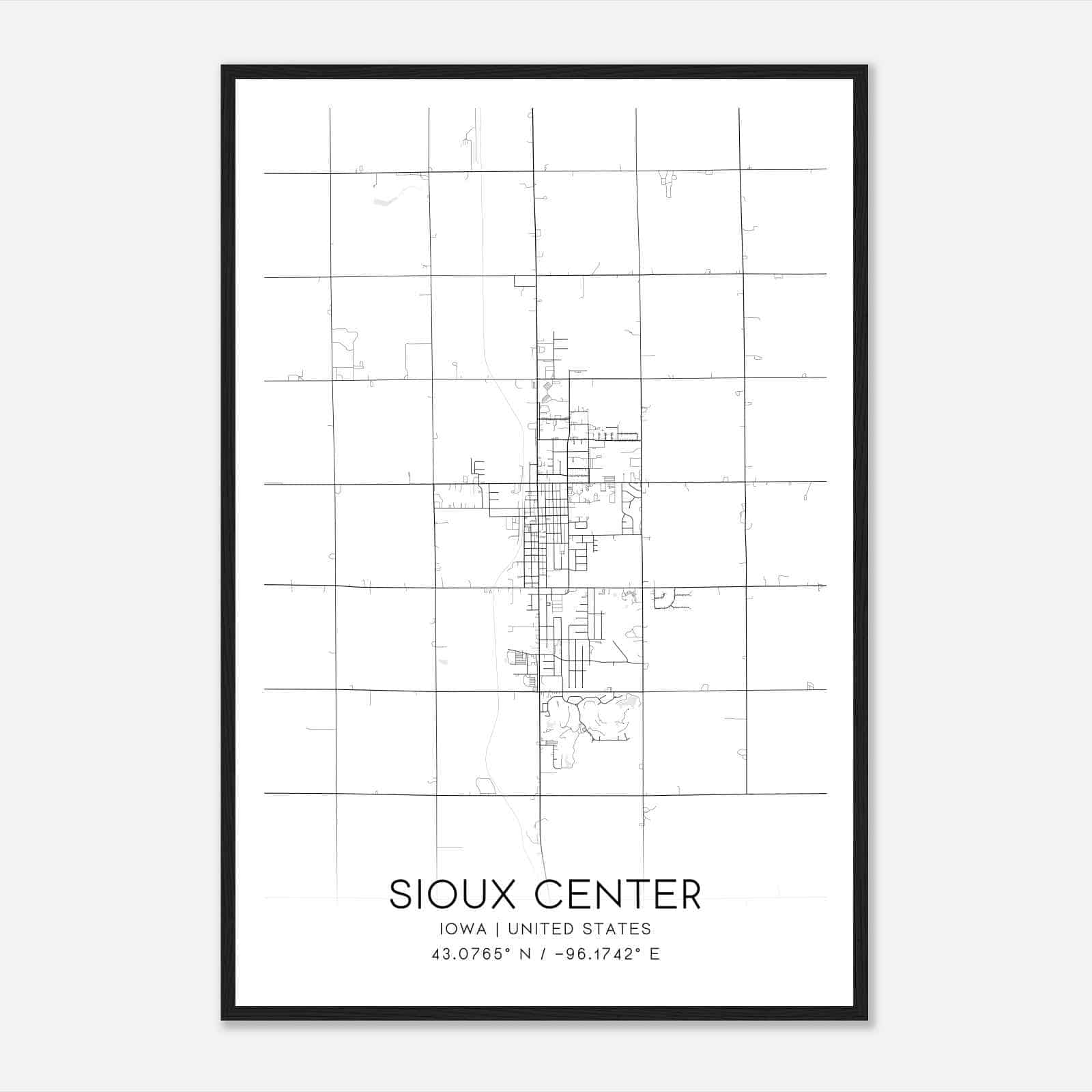 Sioux Center Iowa Map Poster, Modern Home Decor Wall Art Print Sioux Center Iowa Map Poster, Modern Home Decor Wall Art Print