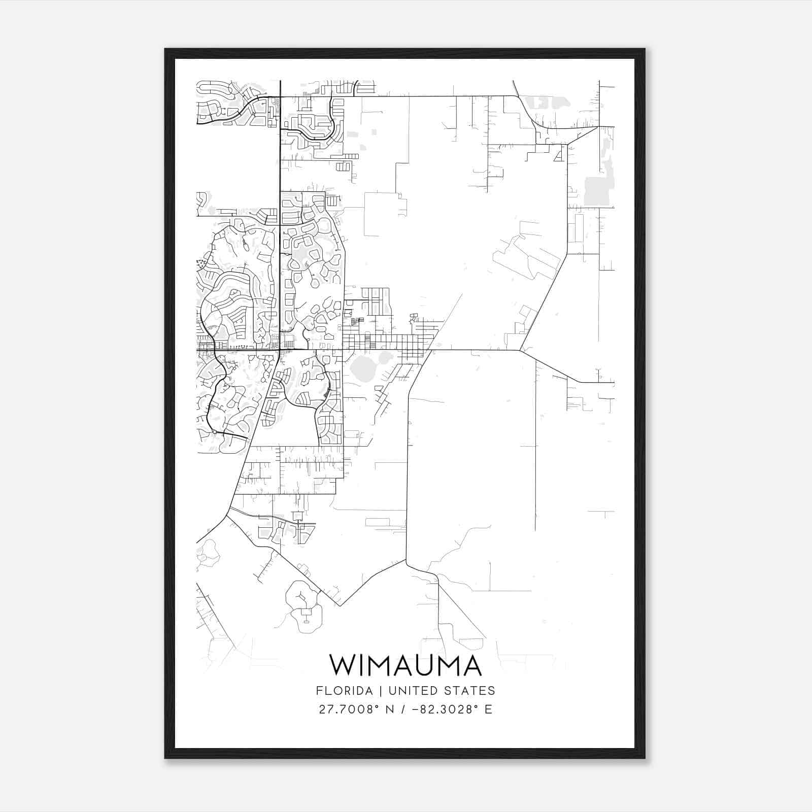 Wimauma Florida Map Poster, Modern Home Decor Wall Art Print