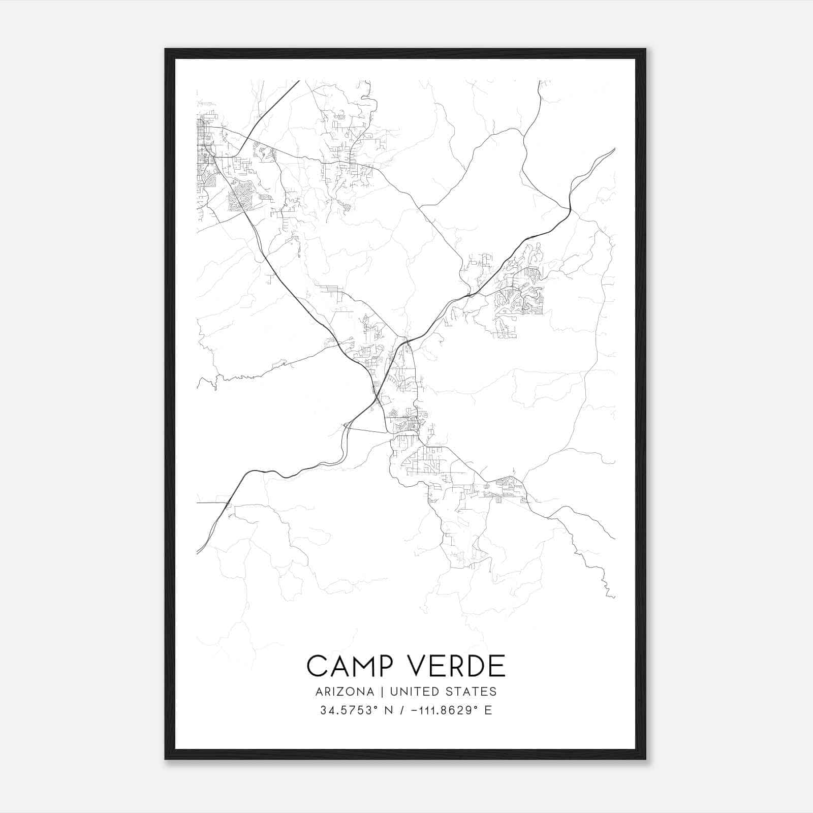 Camp Verde Arizona Map Poster, Modern Home Decor Wall Art Print