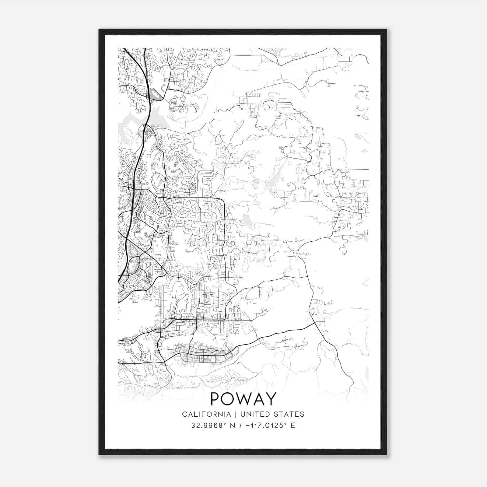 Poway California Map Poster, Modern Home Decor Wall Art Print Poway California Map Poster, Modern Home Decor Wall Art Print