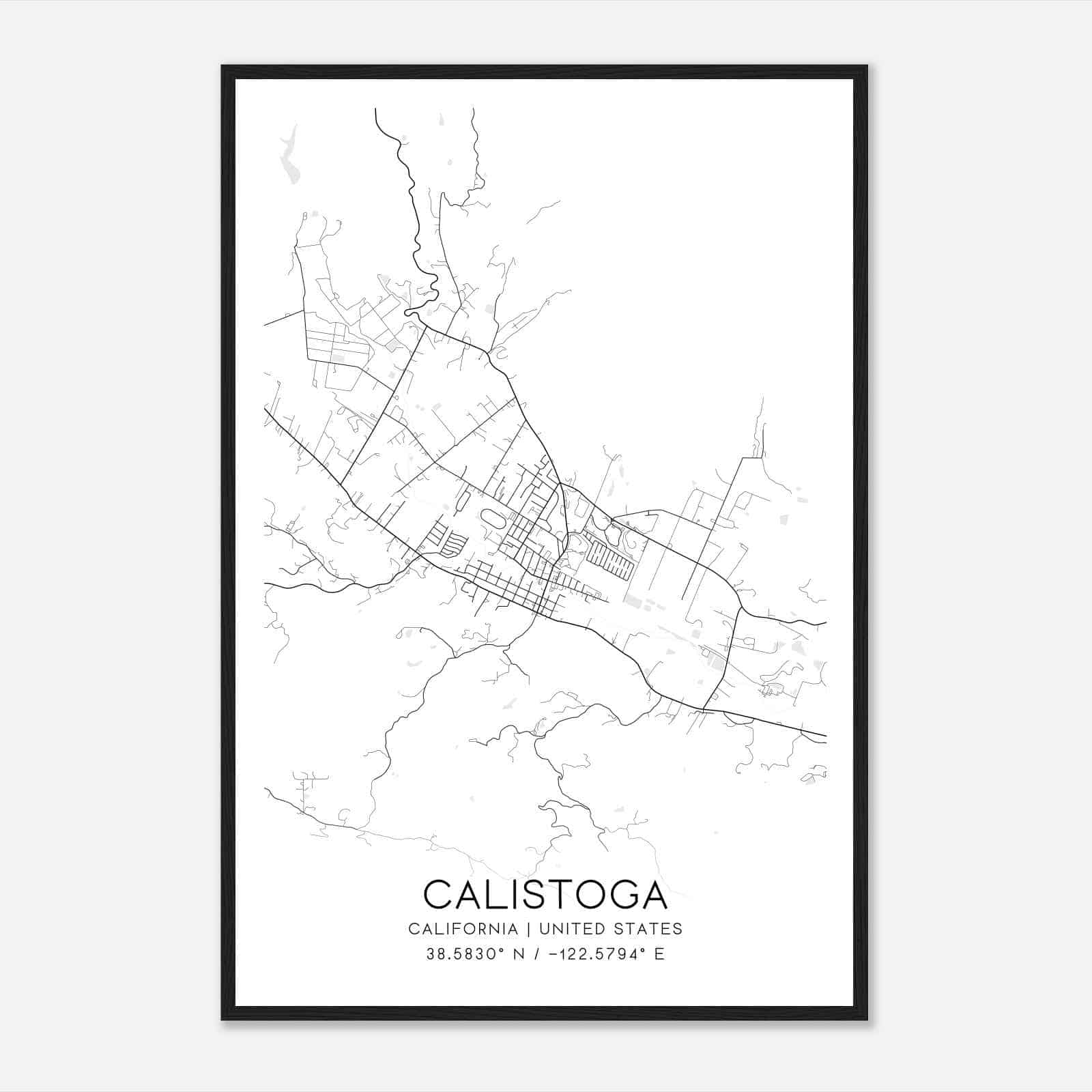 Calistoga California Map Poster, Modern Home Decor Wall Art Print