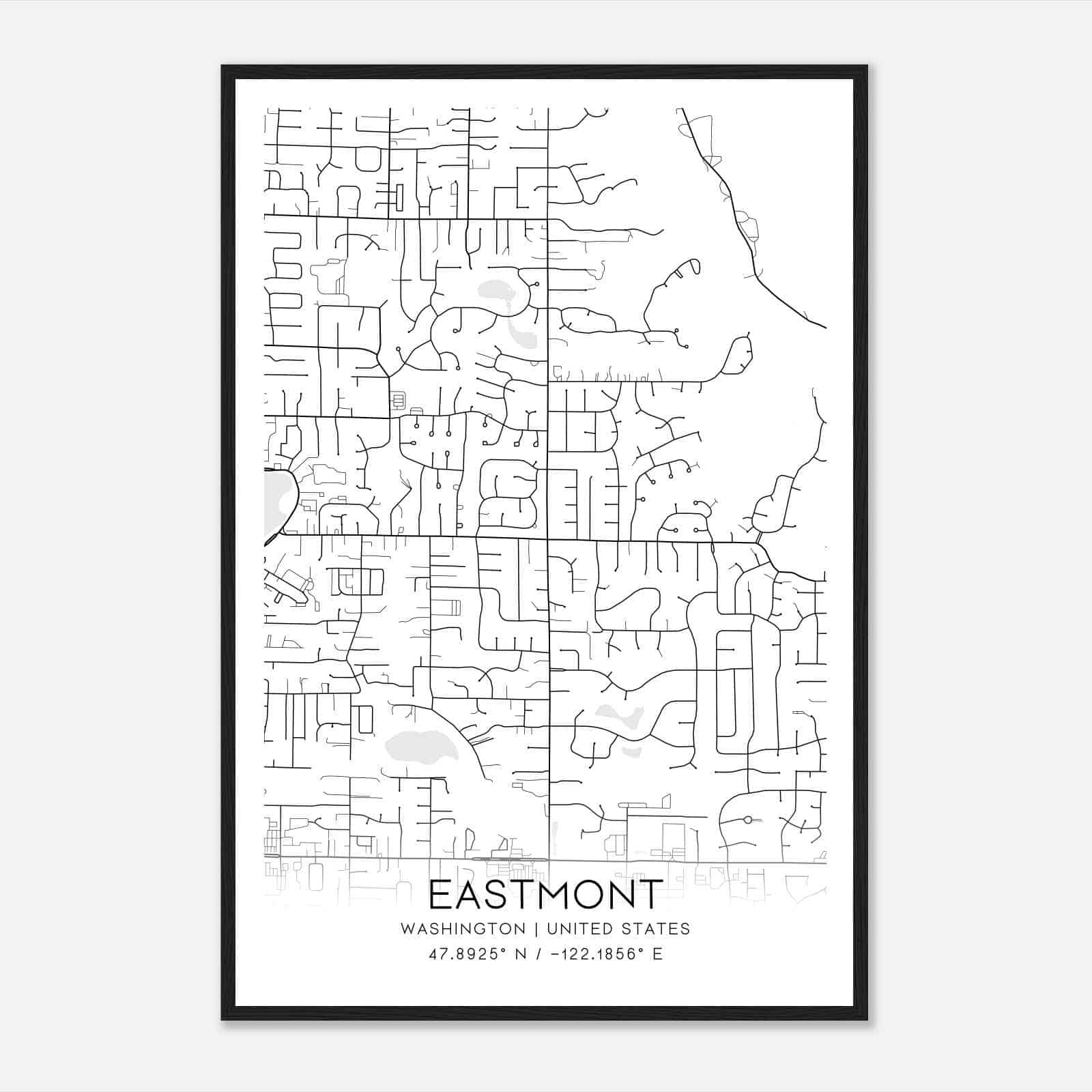 Eastmont Washington Map Poster, Modern Home Decor Wall Art Print