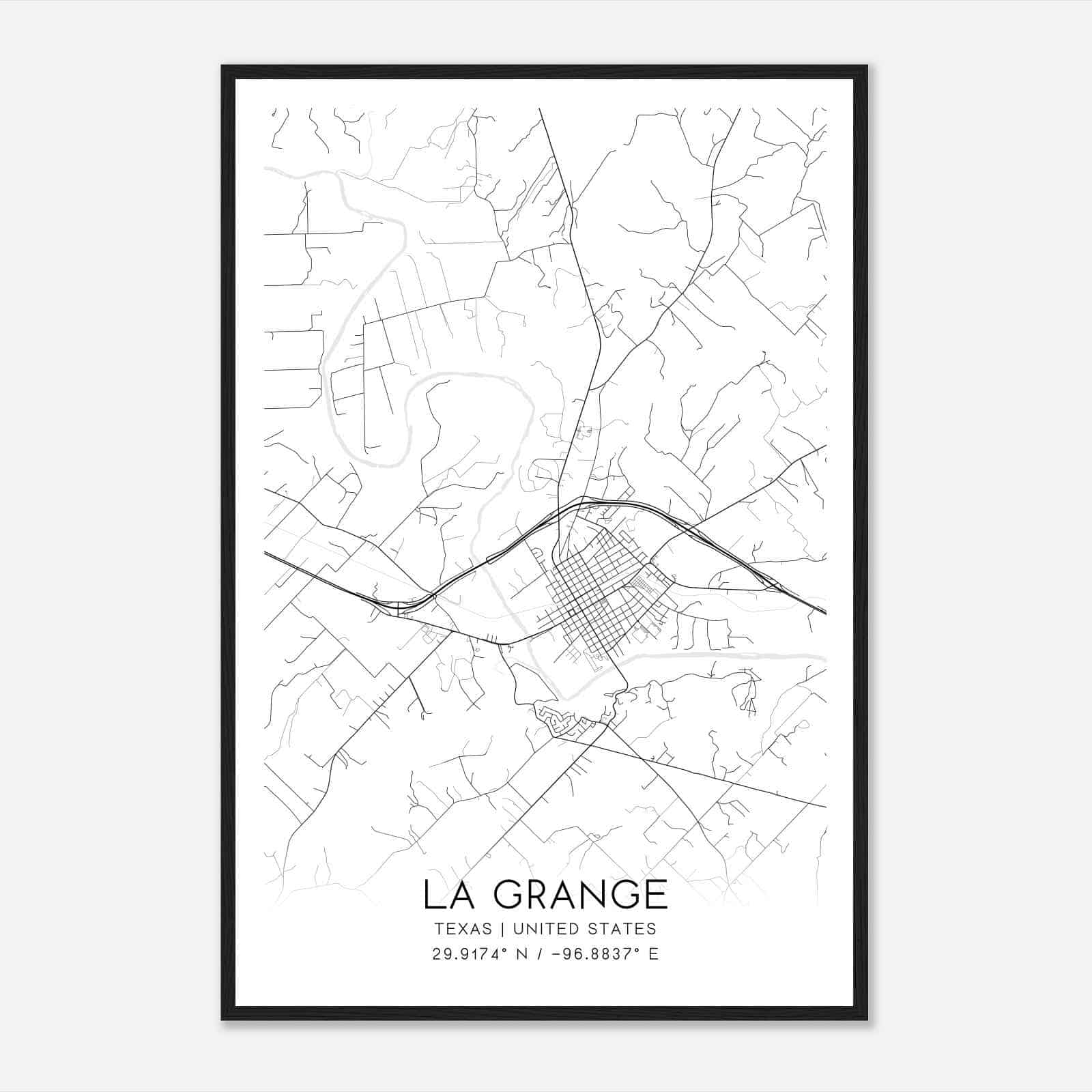 La Grange Texas Map Poster, Modern Home Decor Wall Art Print La Grange Texas Map Poster, Modern Home Decor Wall Art Print