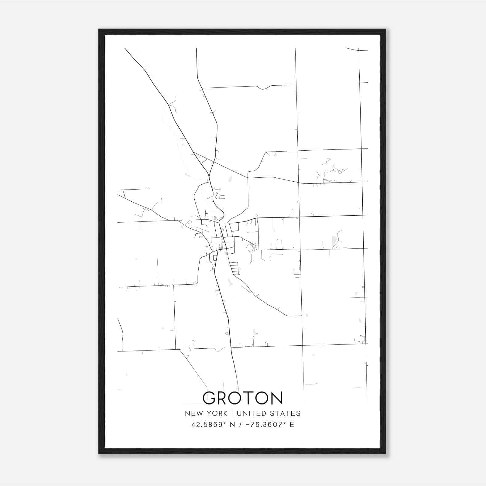 Groton New York Map Poster, Modern Home Decor Wall Art Print