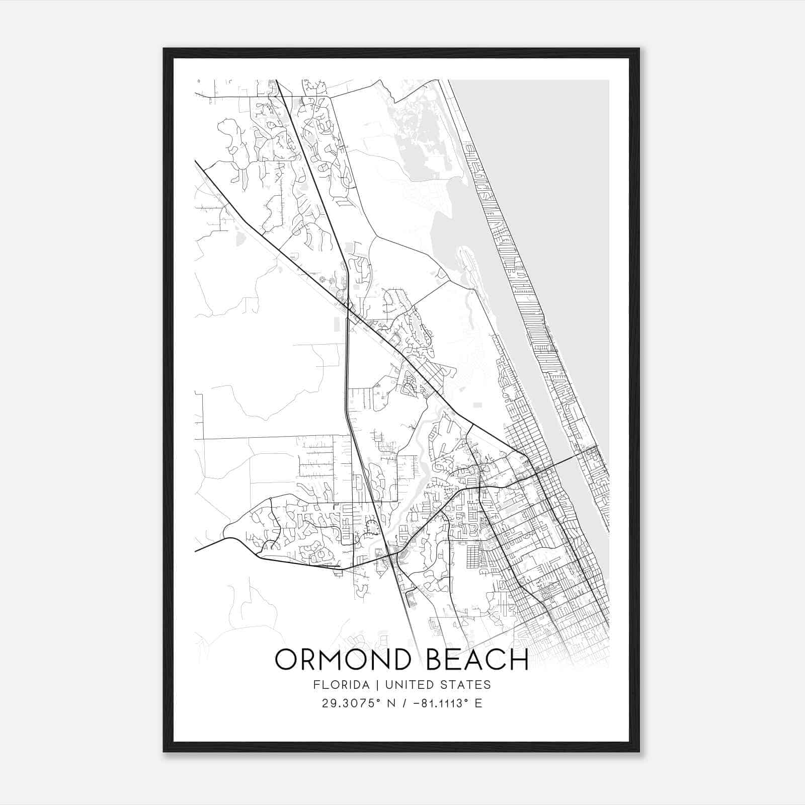Ormond Beach Florida Map Poster, Modern Home Decor Wall Art Print Ormond Beach Florida Map Poster, Modern Home Decor Wall Art Print
