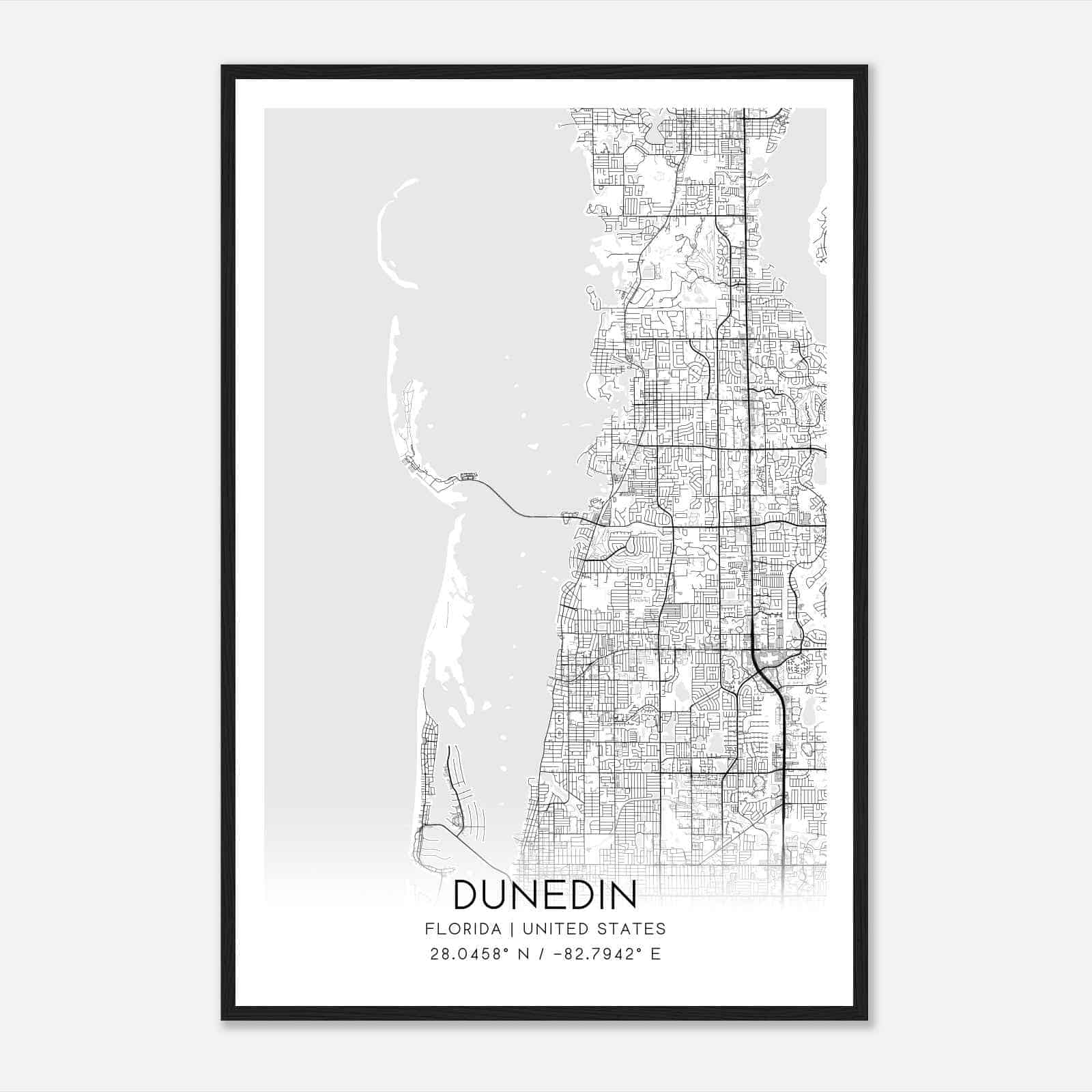 Dunedin Florida Map Poster, Modern Home Decor Wall Art Print