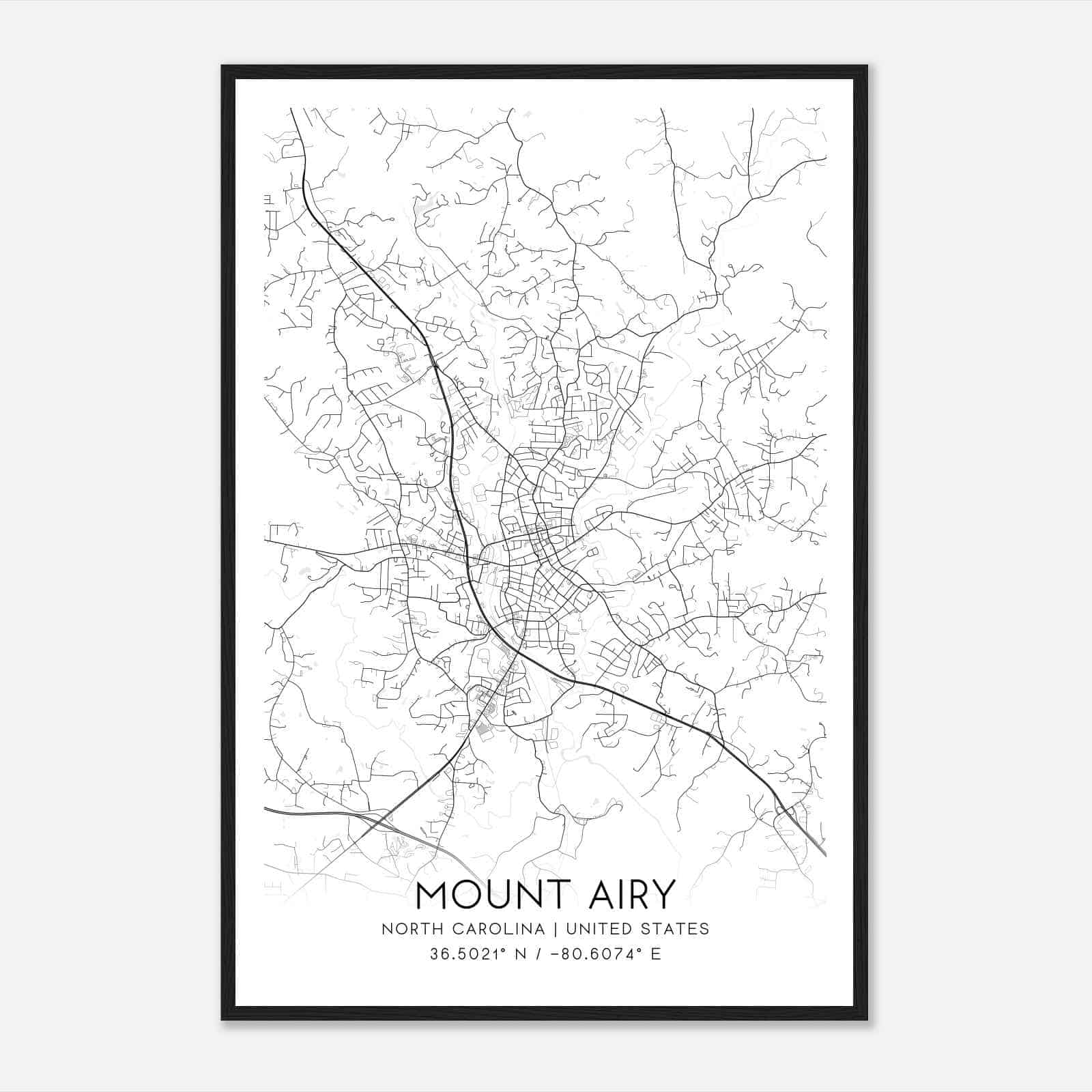 Mount Airy North Carolina Map Poster, Modern Home Decor Wall Art Print Mount Airy North Carolina Map Poster, Modern Home Decor Wall Art Print