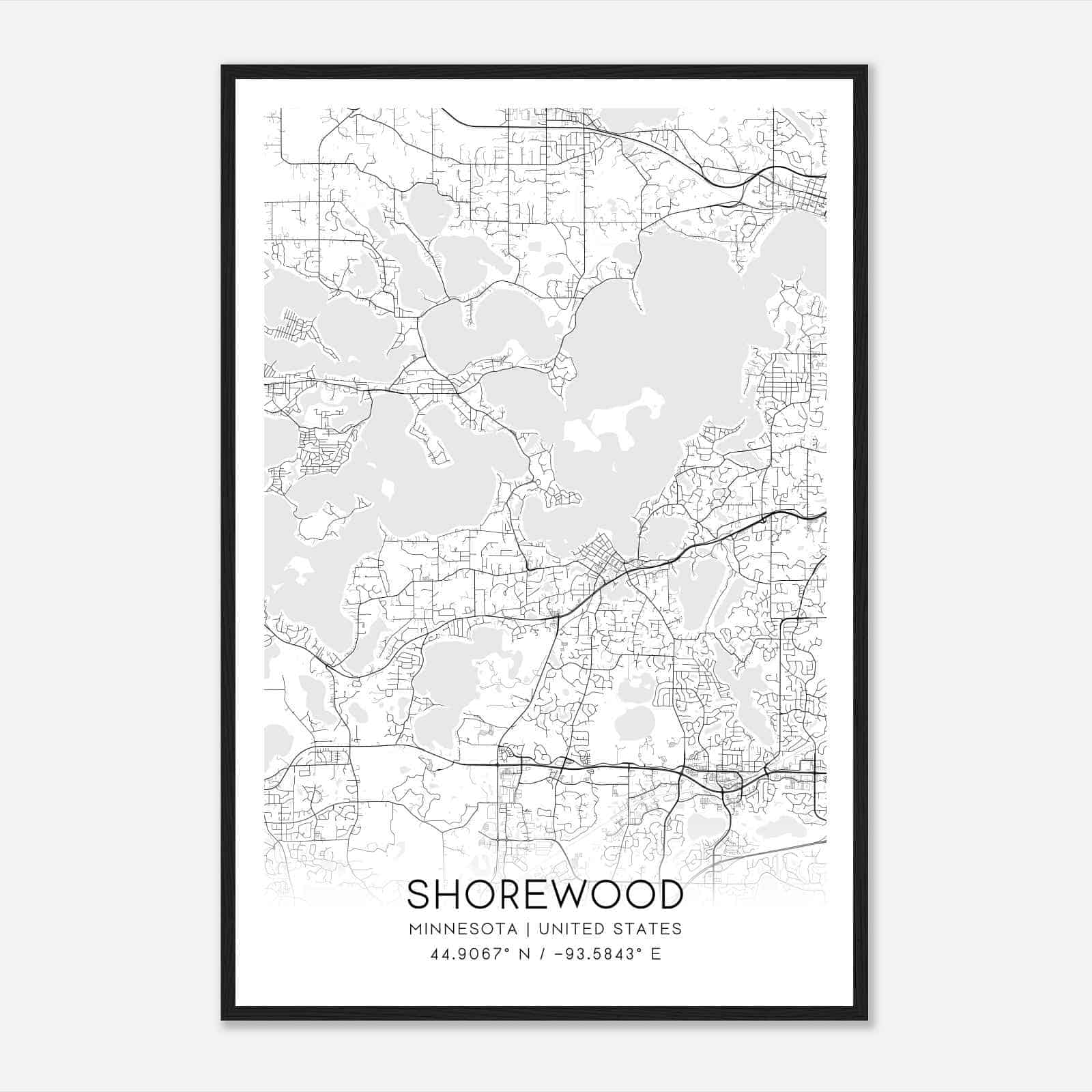 Shorewood Minnesota Map Poster, Modern Home Decor Wall Art Print