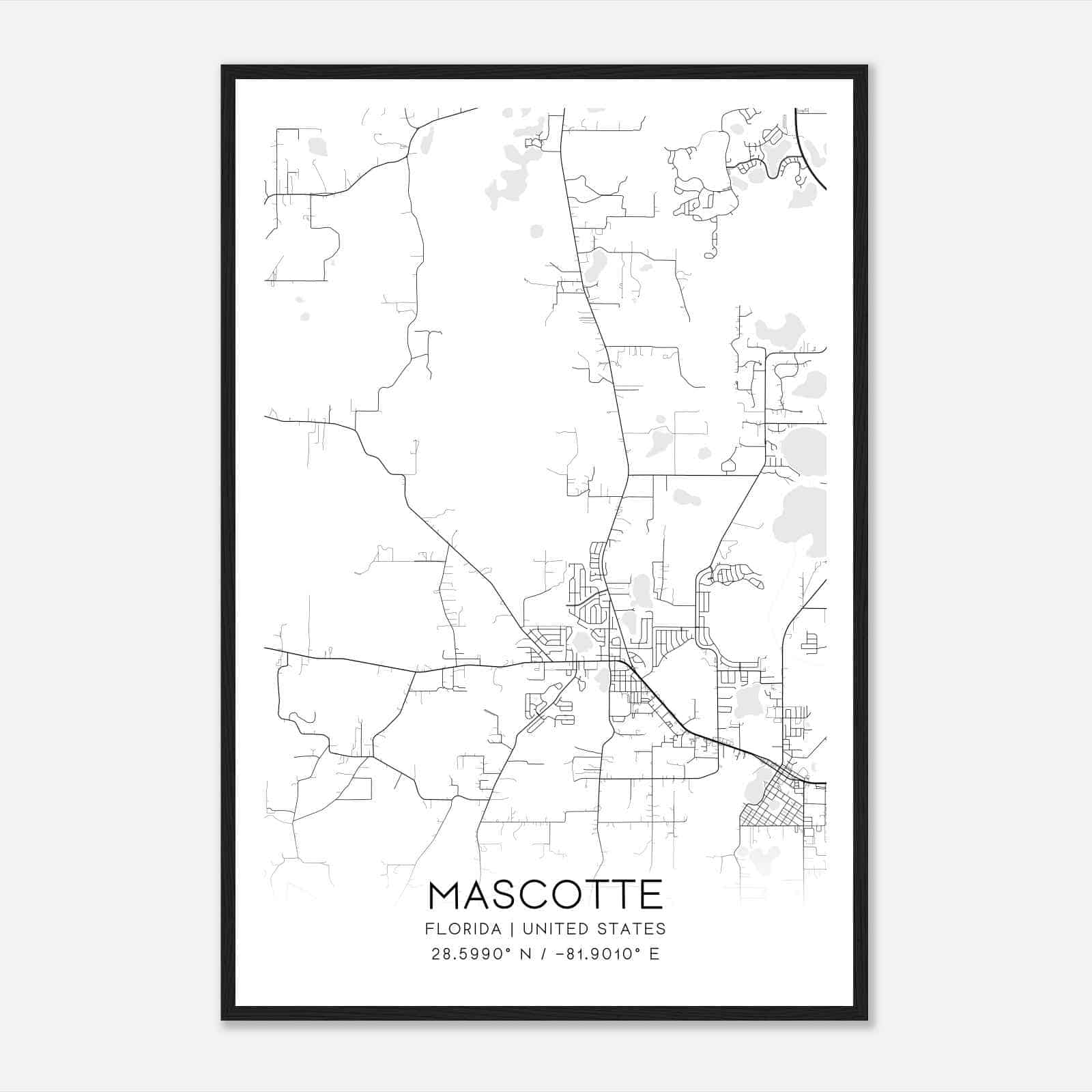 Mascotte Florida Map Poster, Modern Home Decor Wall Art Print Mascotte Florida Map Poster, Modern Home Decor Wall Art Print