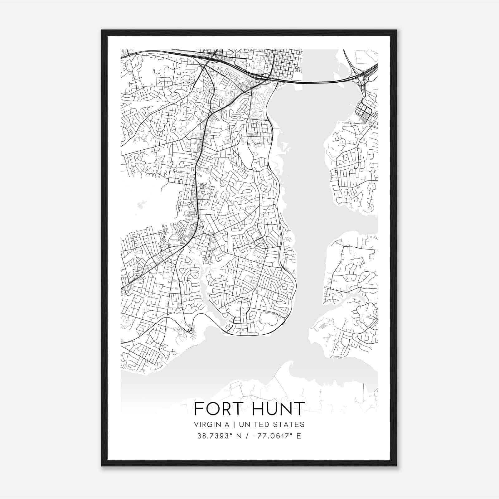 Fort Hunt Virginia Map Poster, Modern Home Decor Wall Art Print