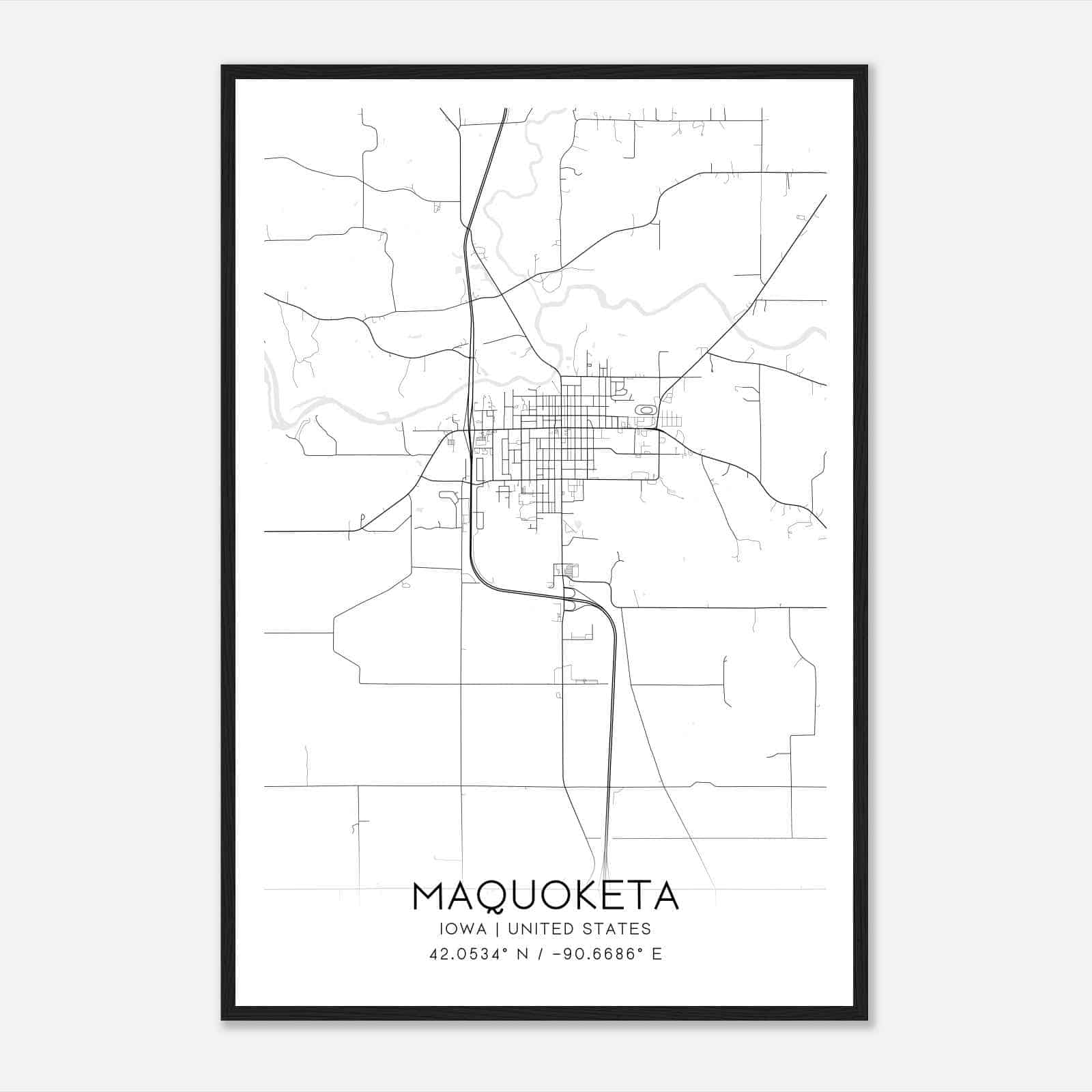 Maquoketa Iowa Map Poster, Modern Home Decor Wall Art Print