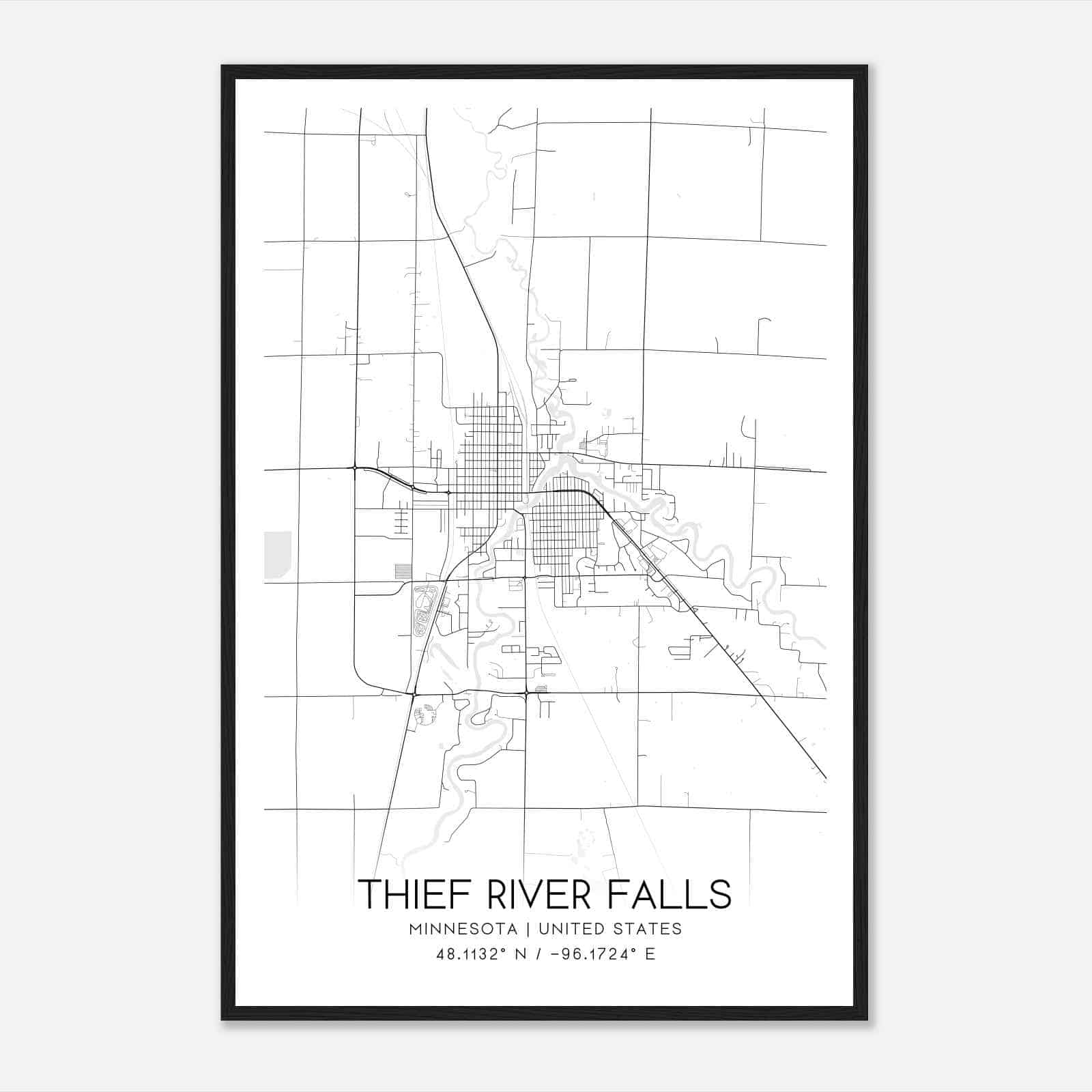 Thief River Falls Minnesota Map Poster, Modern Home Decor Wall Art Print Thief River Falls Minnesota Map Poster, Modern Home Decor Wall Art Print