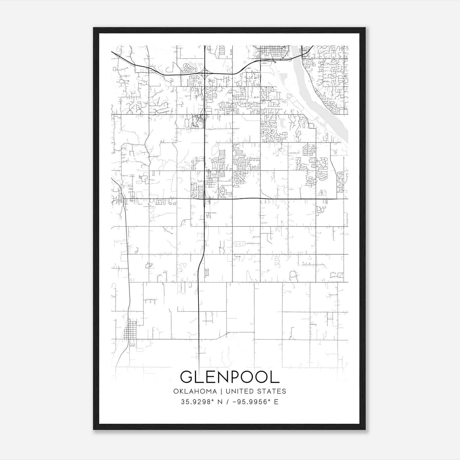 Glenpool Oklahoma Map Poster, Modern Home Decor Wall Art Print
