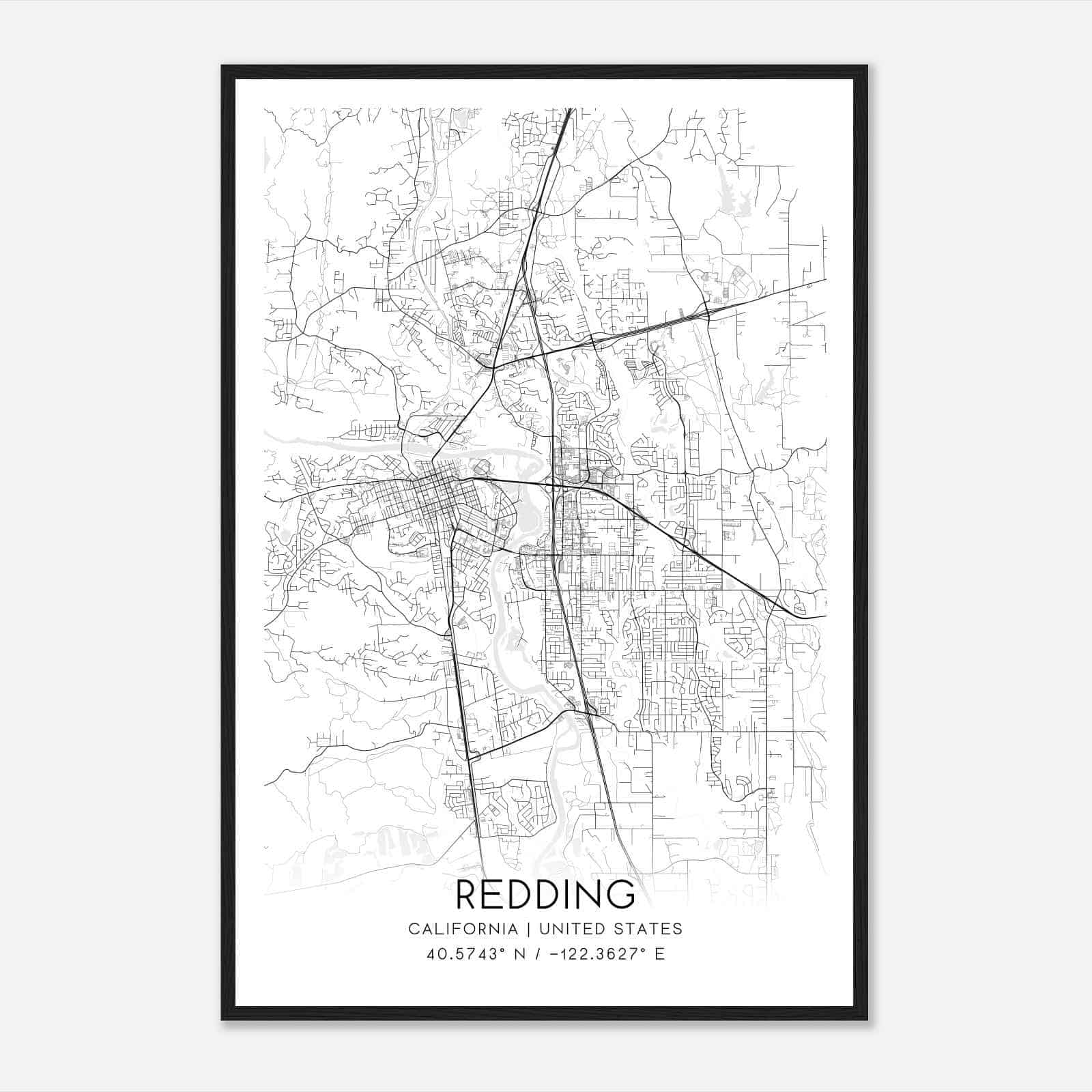 Redding California Map Poster, Modern Home Decor Wall Art Print Redding California Map Poster, Modern Home Decor Wall Art Print