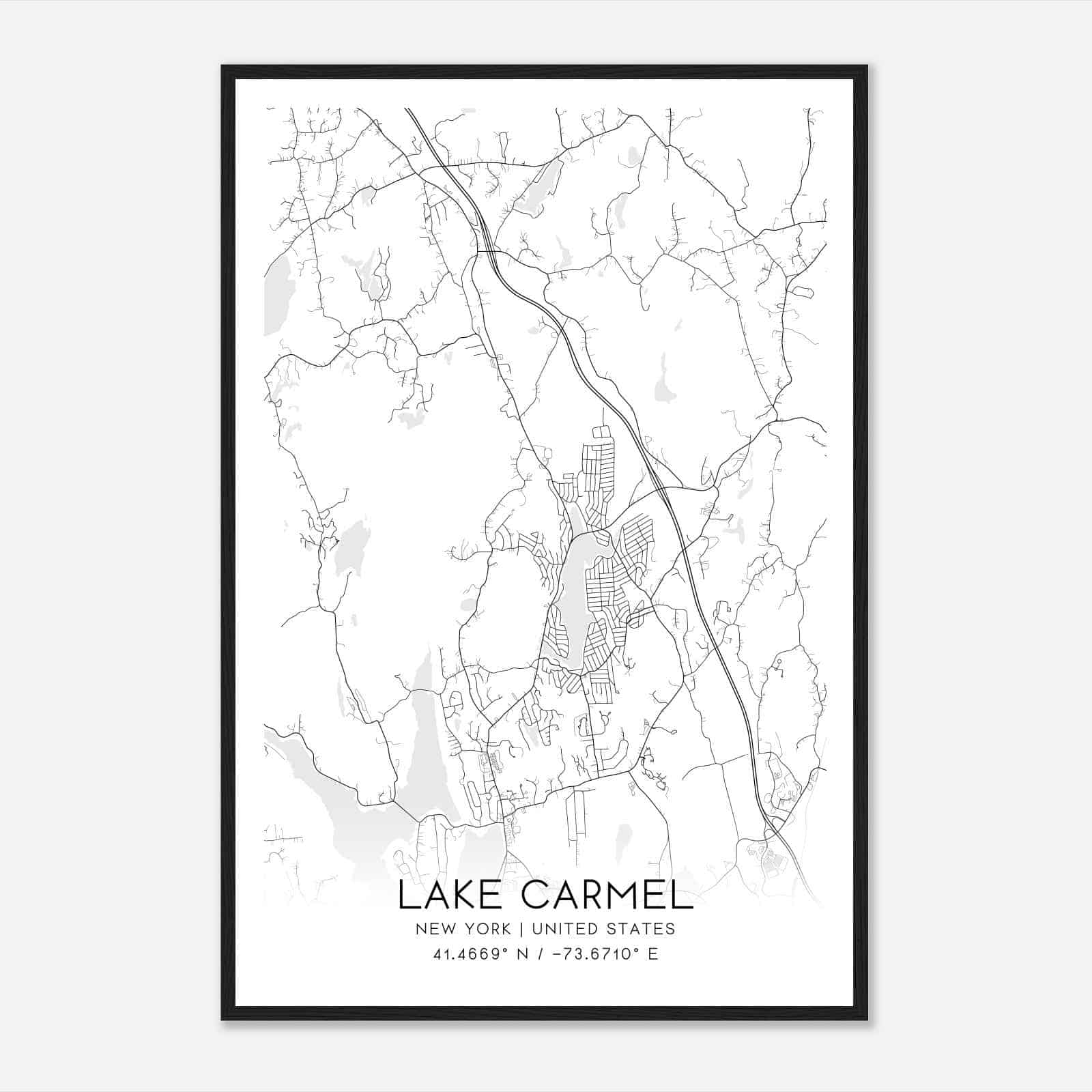 Lake Carmel New York Map Poster, Modern Home Decor Wall Art Print