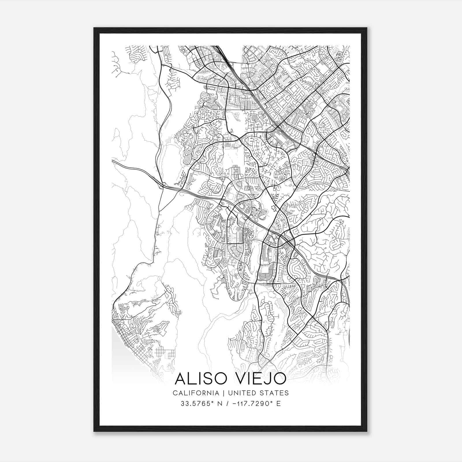 Aliso Viejo California Map Poster, Modern Home Decor Wall Art Print