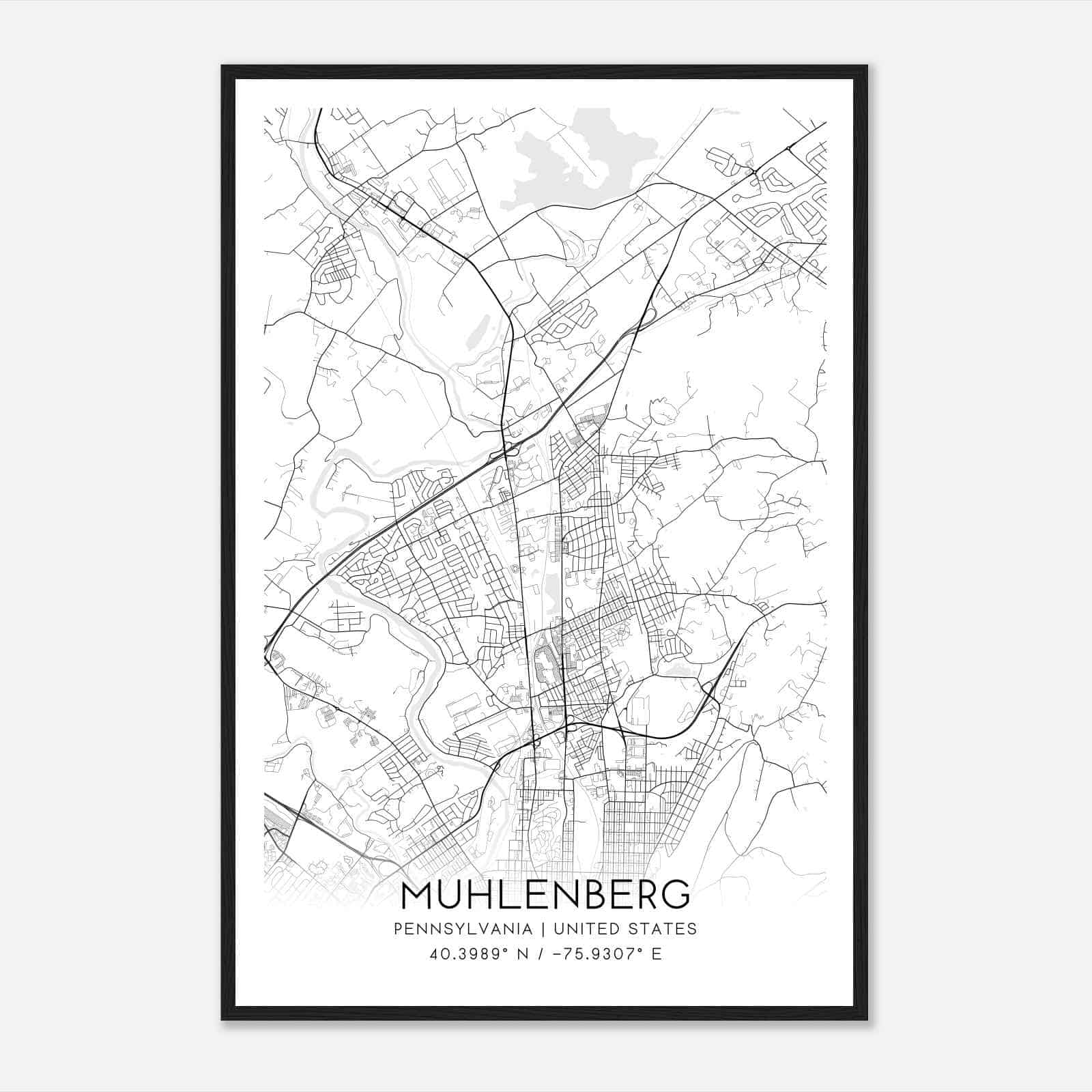 Muhlenberg Pennsylvania Map Poster, Modern Home Decor Wall Art Print Muhlenberg Pennsylvania Map Poster, Modern Home Decor Wall Art Print